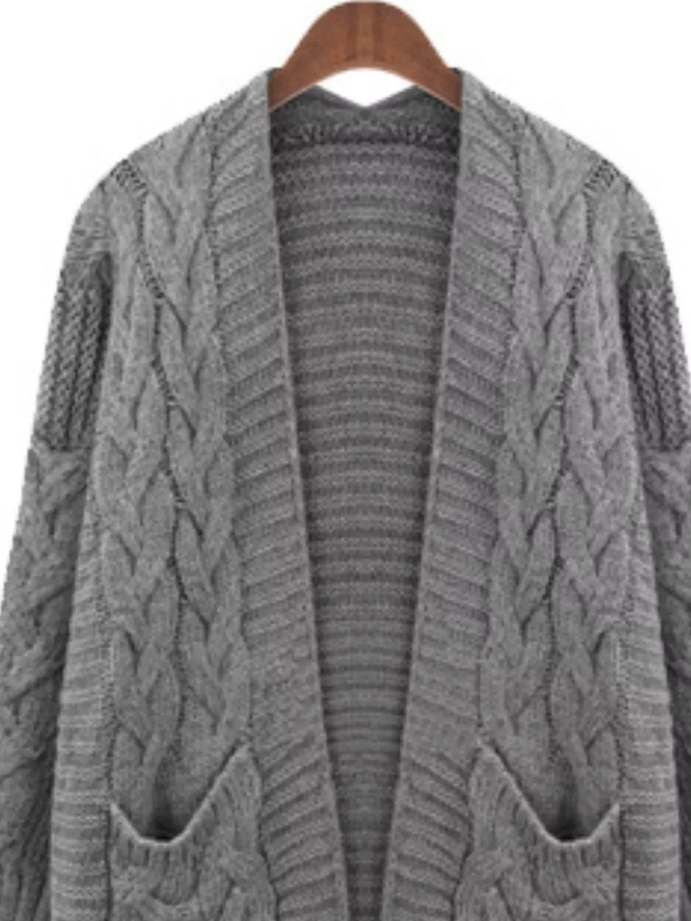 Full Size Chunky Knit Open Front Cardigan Plus Size - Image 14