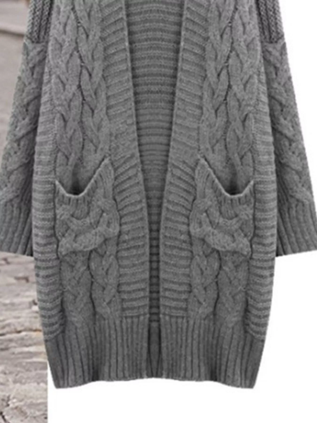 Full Size Chunky Knit Open Front Cardigan Plus Size - Image 15
