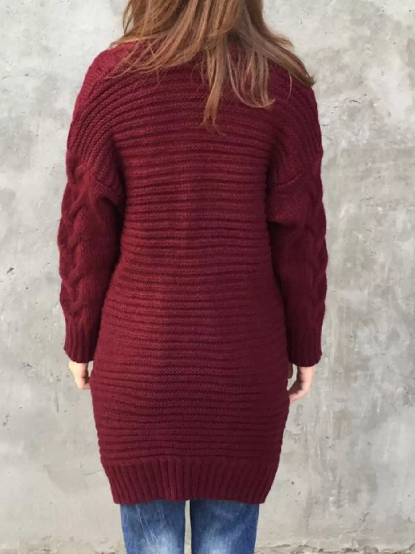 Full Size Chunky Knit Open Front Cardigan Plus Size - Image 4