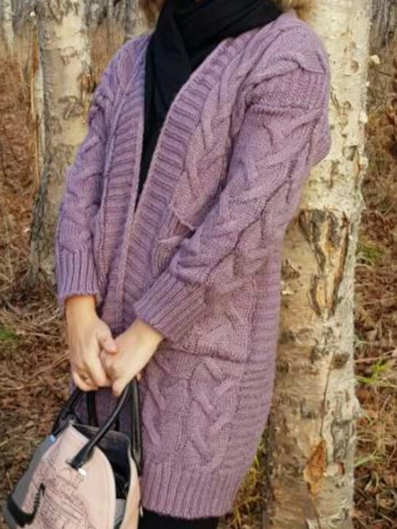 Full Size Chunky Knit Open Front Cardigan Plus Size - Image 5