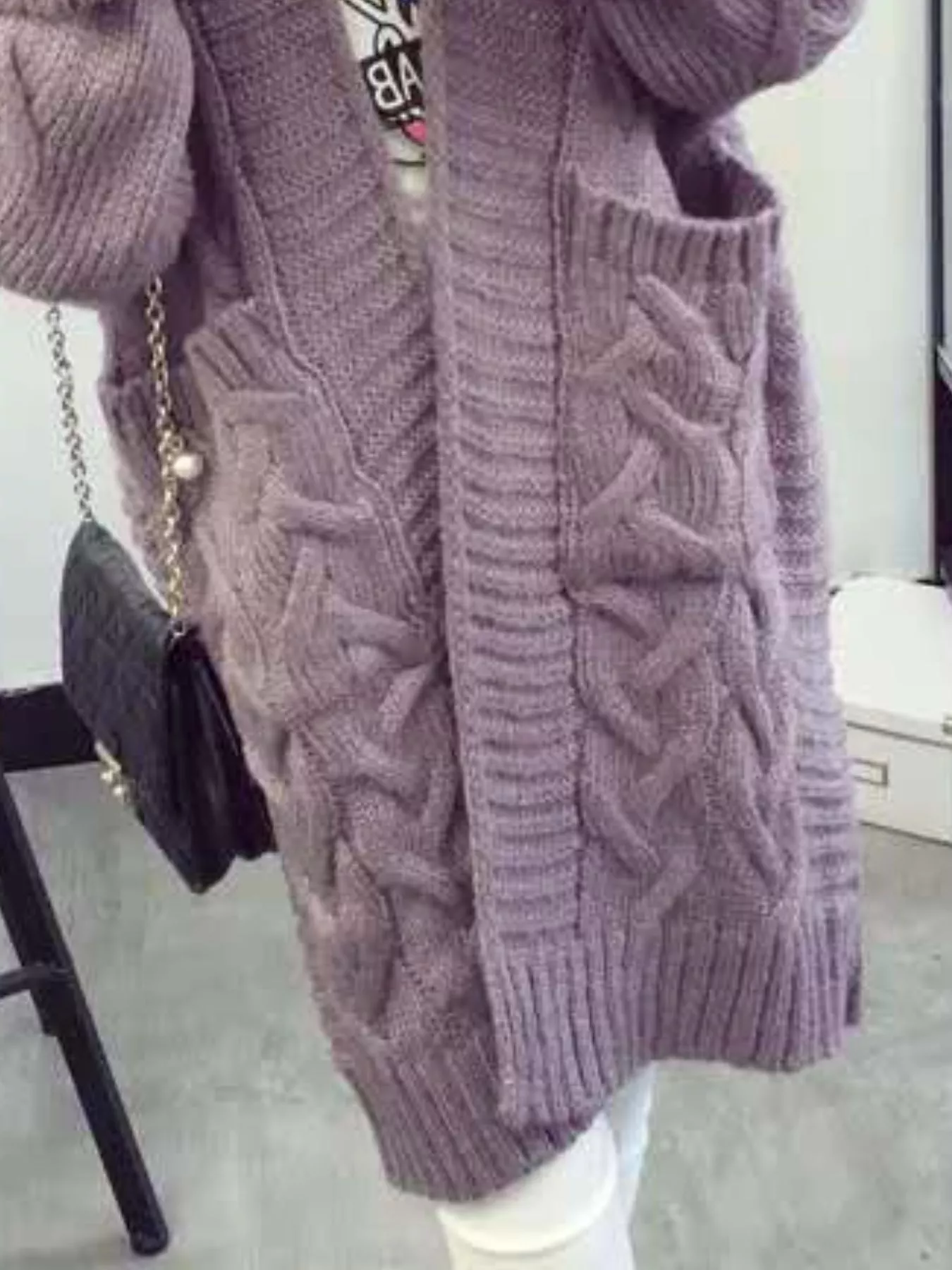 Full Size Chunky Knit Open Front Cardigan Plus Size - Image 7