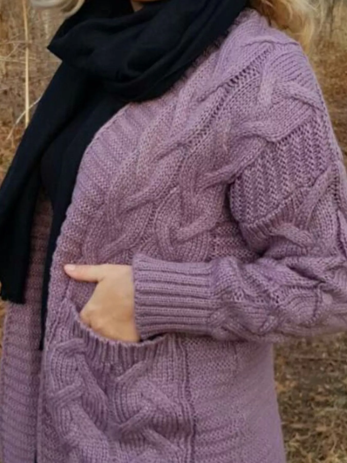 Full Size Chunky Knit Open Front Cardigan Plus Size - Image 8