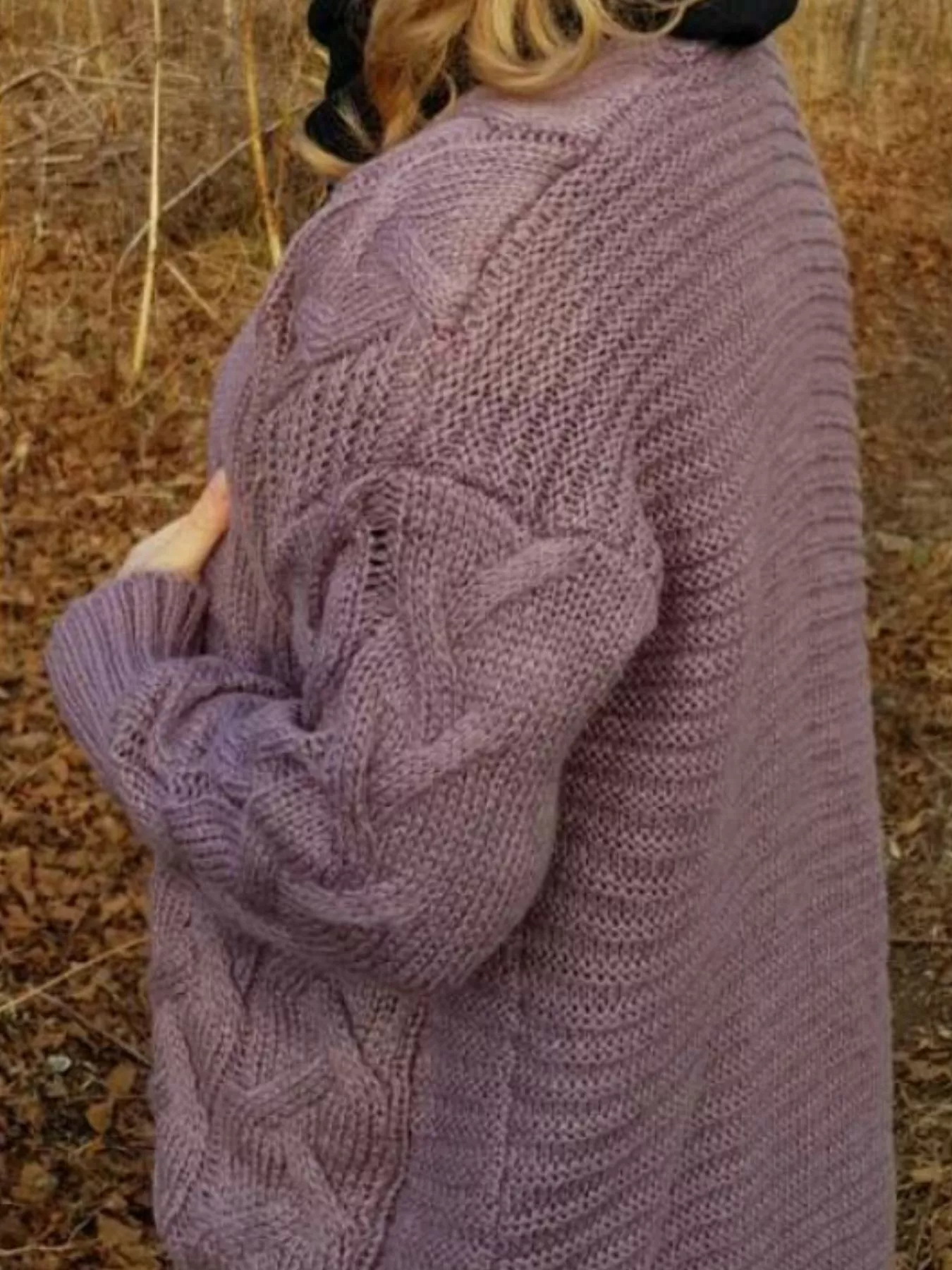 Full Size Chunky Knit Open Front Cardigan Plus Size - Image 9