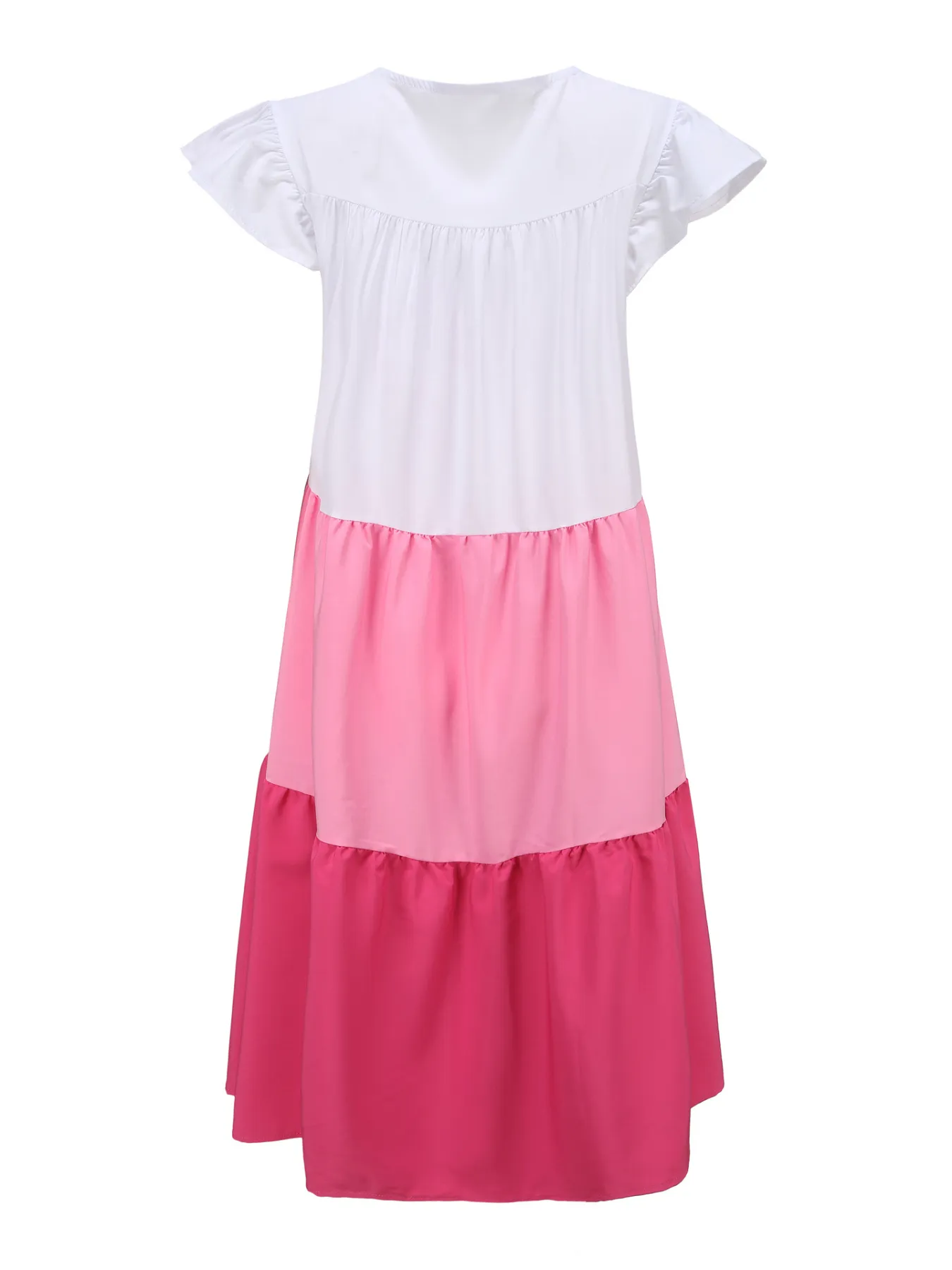 Full Size Color Block Tiered Ruffle Summer Dress Plus Size - Image 4