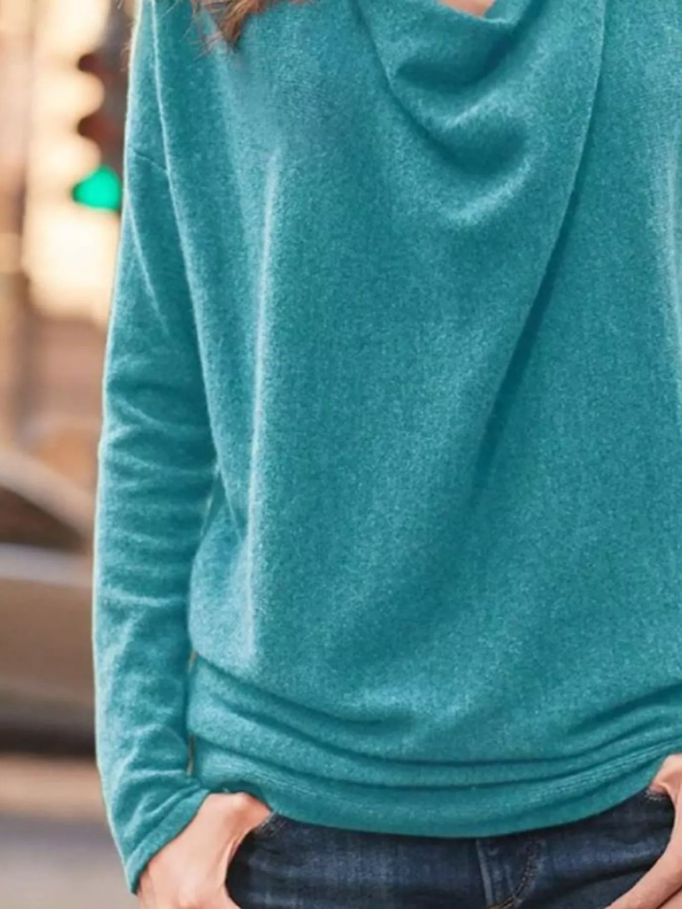 Full Size Cowl Neck Long Sleeve Top Plus Size - Image 15