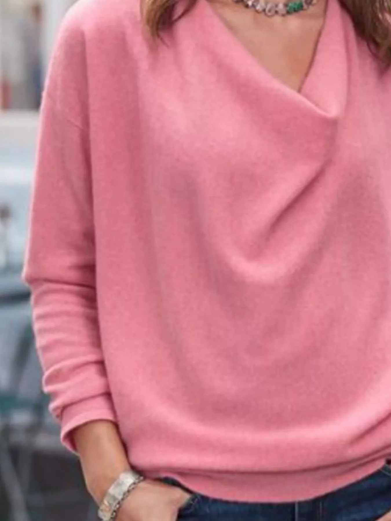 Full Size Cowl Neck Long Sleeve Top Plus Size - Image 18