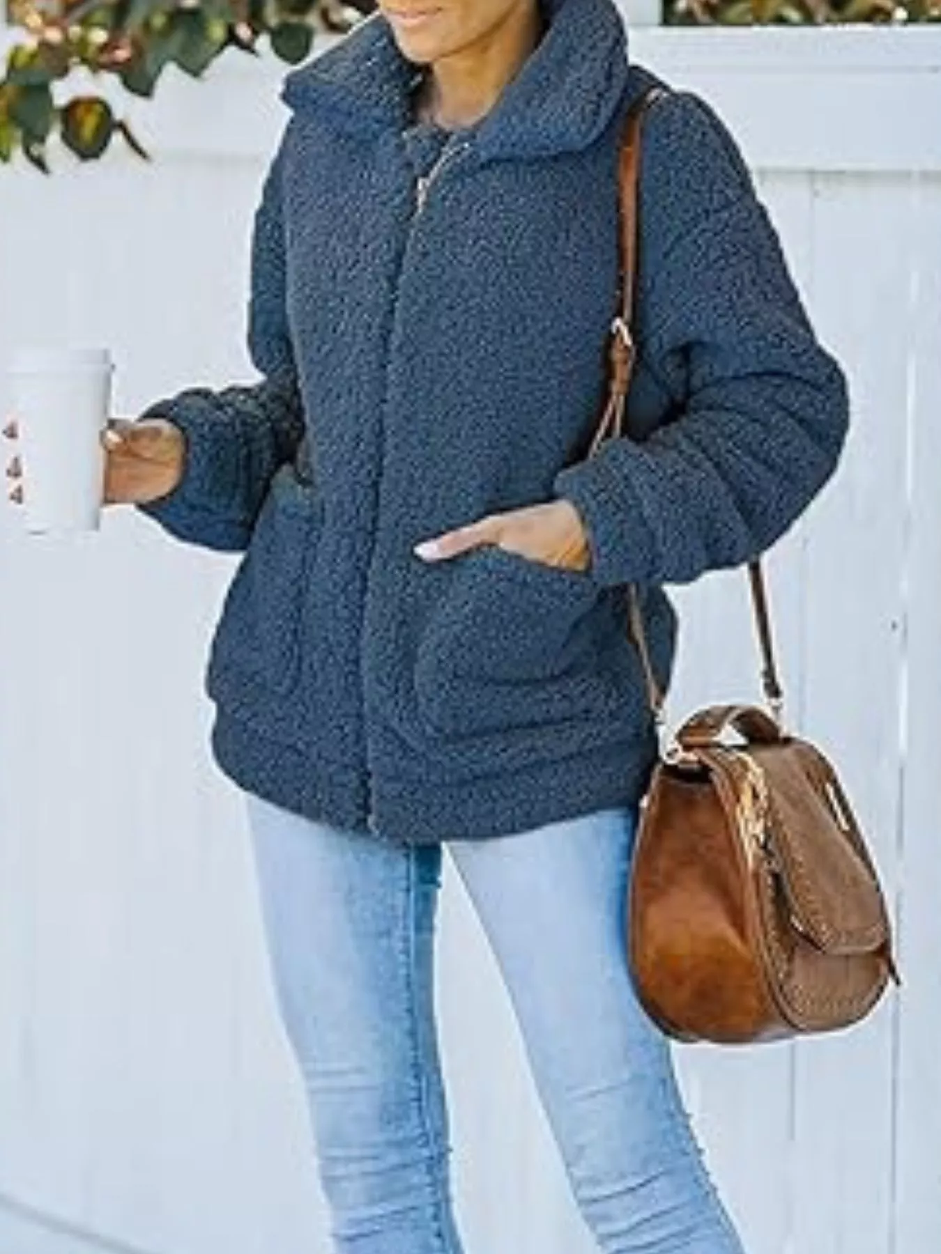 Full Size Cozy Fleece Zip Up Jacket Plus Size - Image 4