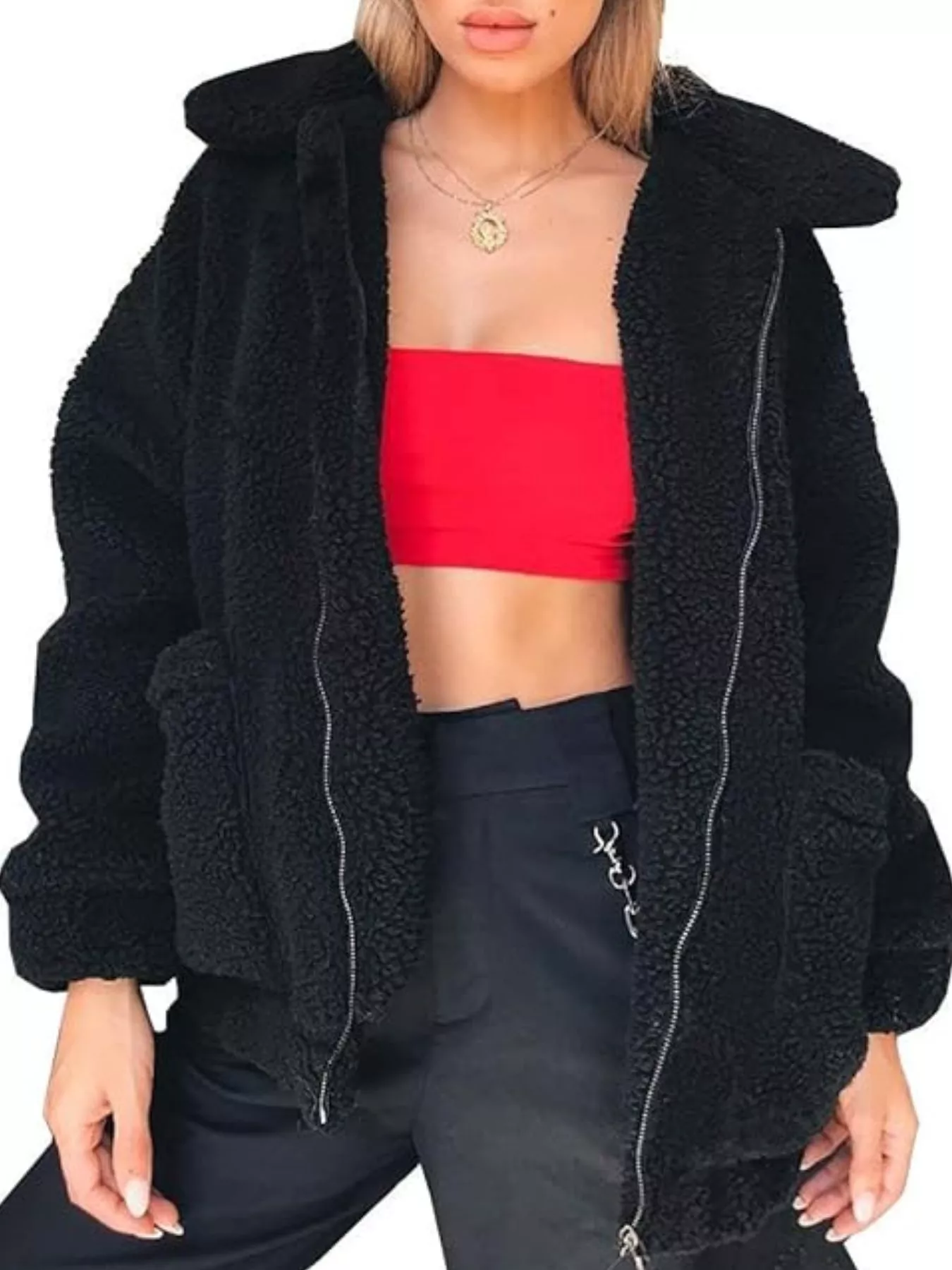 Full Size Cozy Fleece Zip Up Jacket Plus Size - Image 9