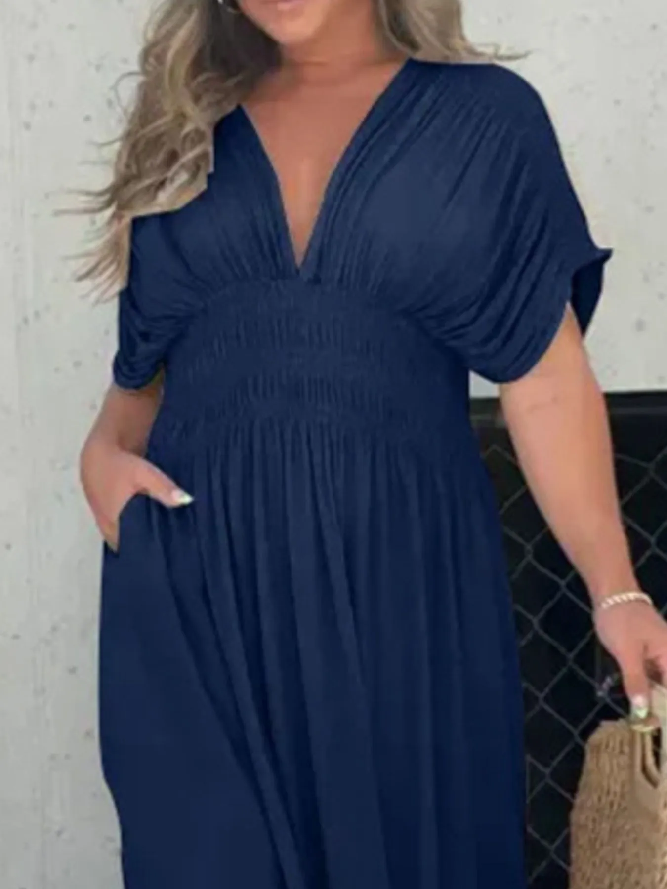 Full Size Deep V-Neck Maxi Dress with Side Slit Plus Size - Image 14