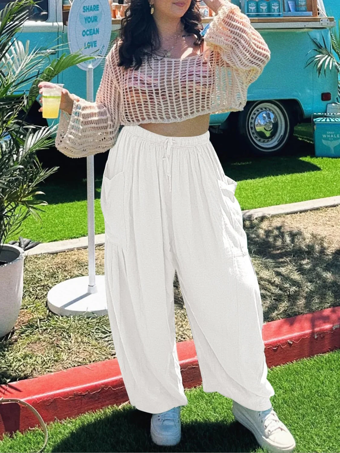 Full Size Drawstring Pants with Pockets Plus Size - Image 20