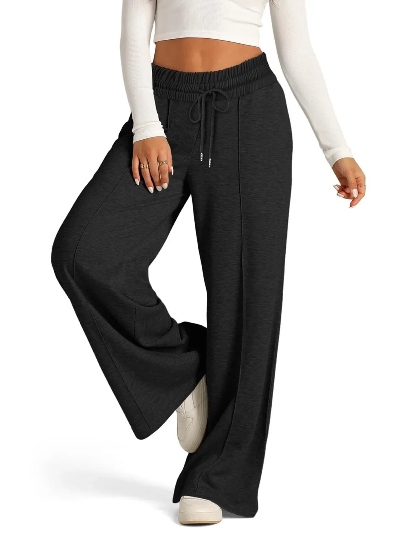 Full Size Drawstring Relaxed Fit Wide Leg Pants Plus Size - Image 11