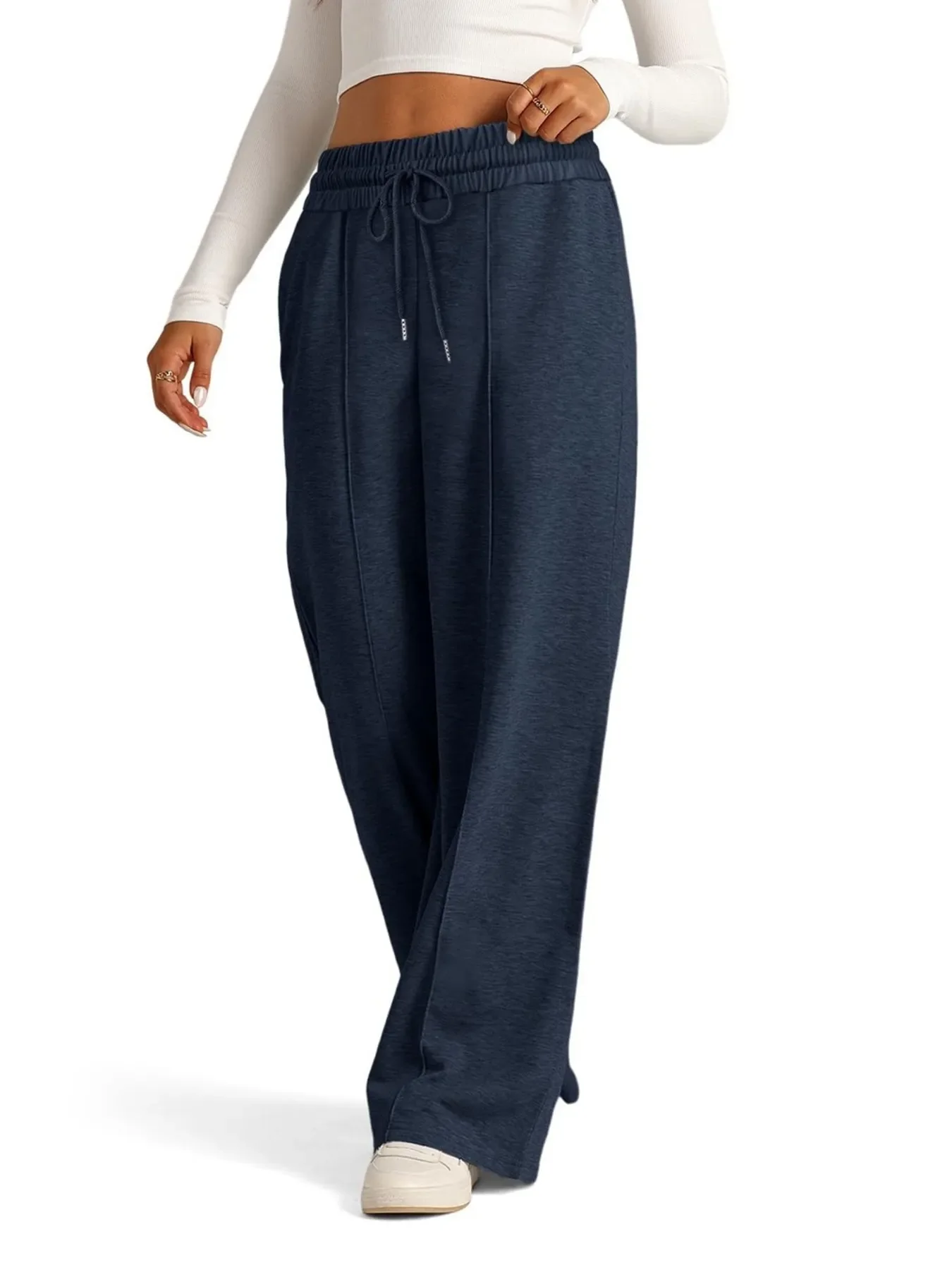 Full Size Drawstring Relaxed Fit Wide Leg Pants Plus Size - Image 20