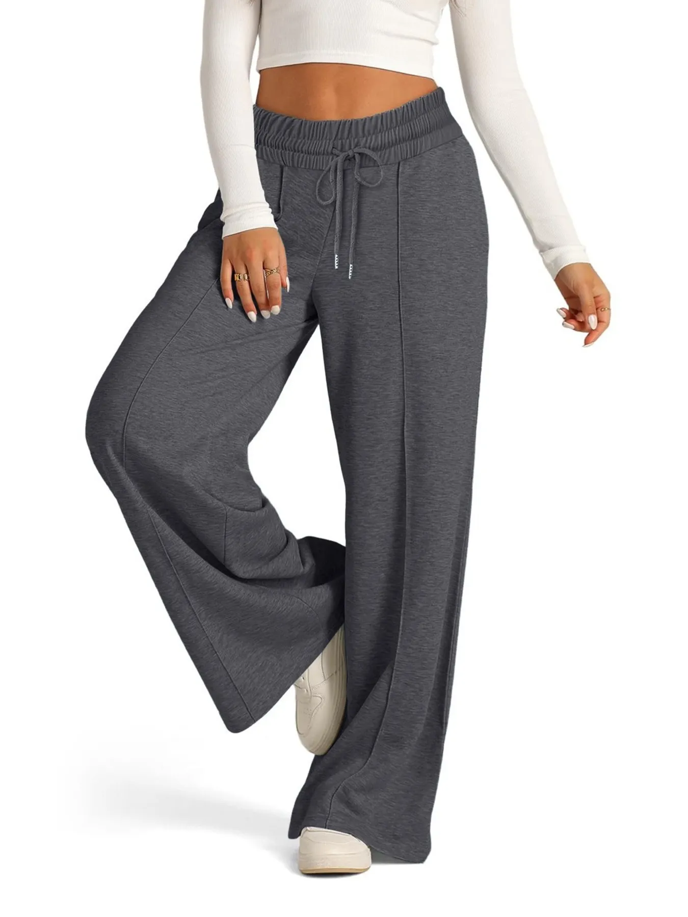 Full Size Drawstring Relaxed Fit Wide Leg Pants Plus Size - Image 9
