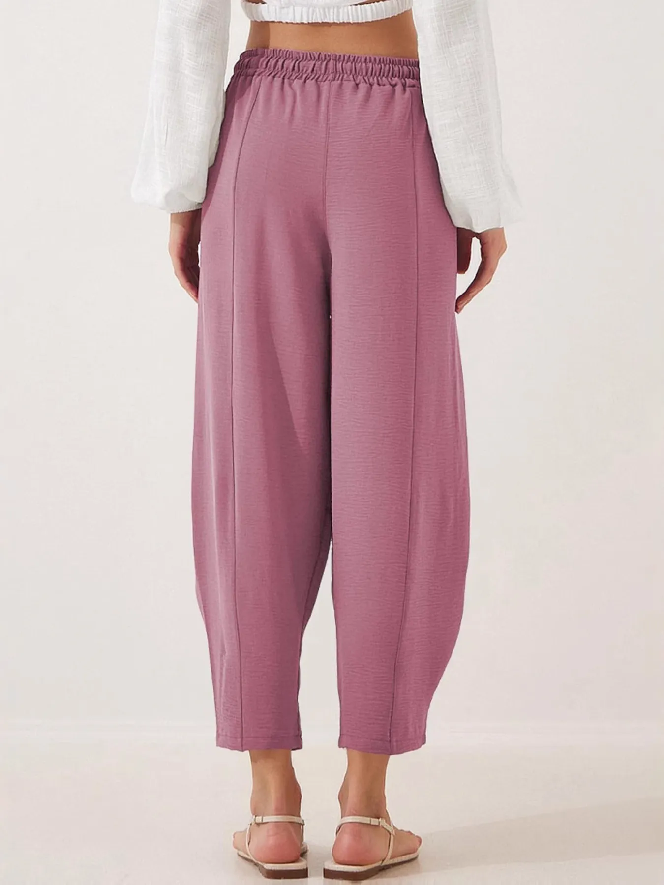 Full Size Drawstring Wide Leg Cropped Pants Plus Size - Image 26