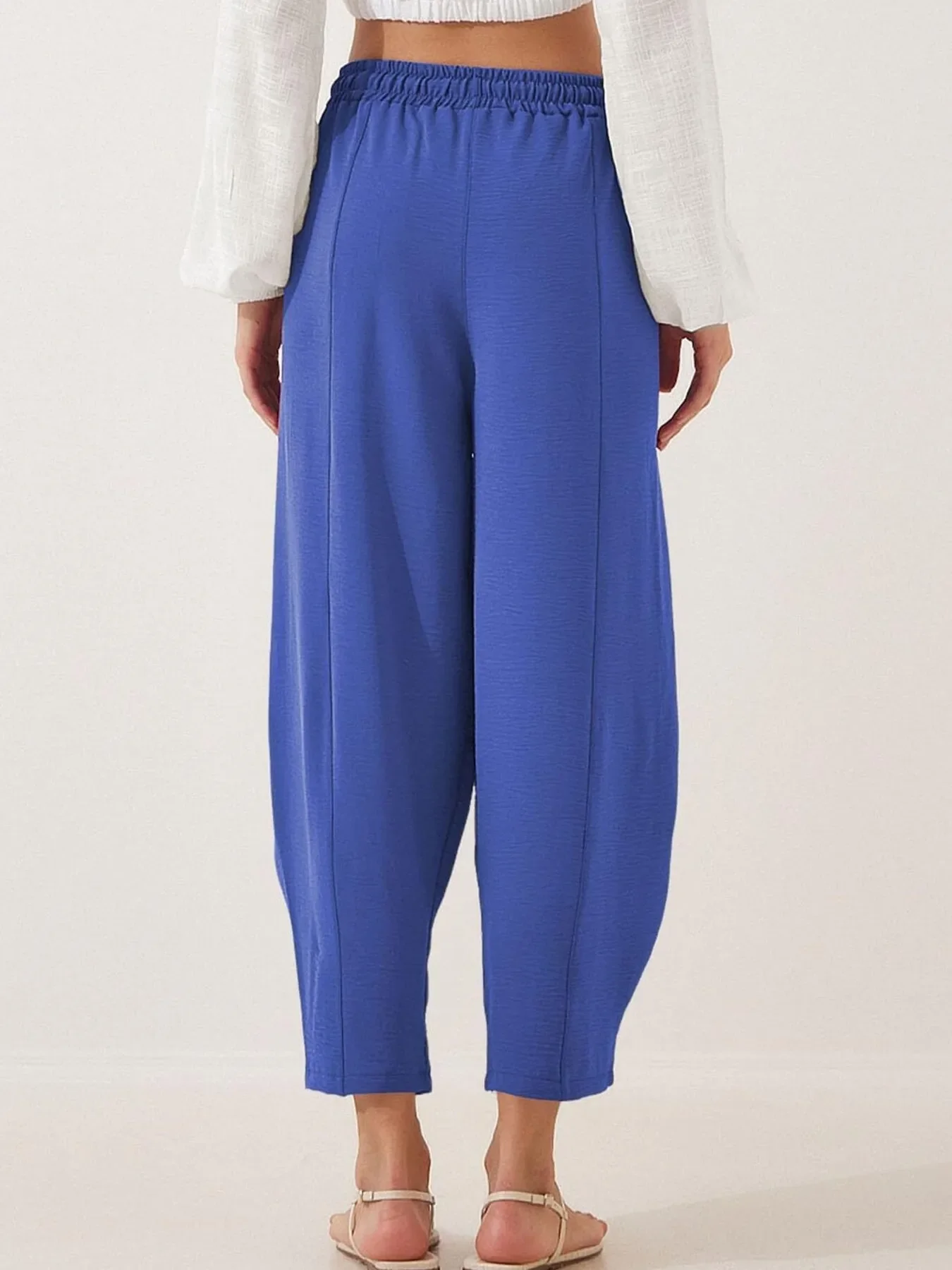 Full Size Drawstring Wide Leg Cropped Pants Plus Size - Image 29
