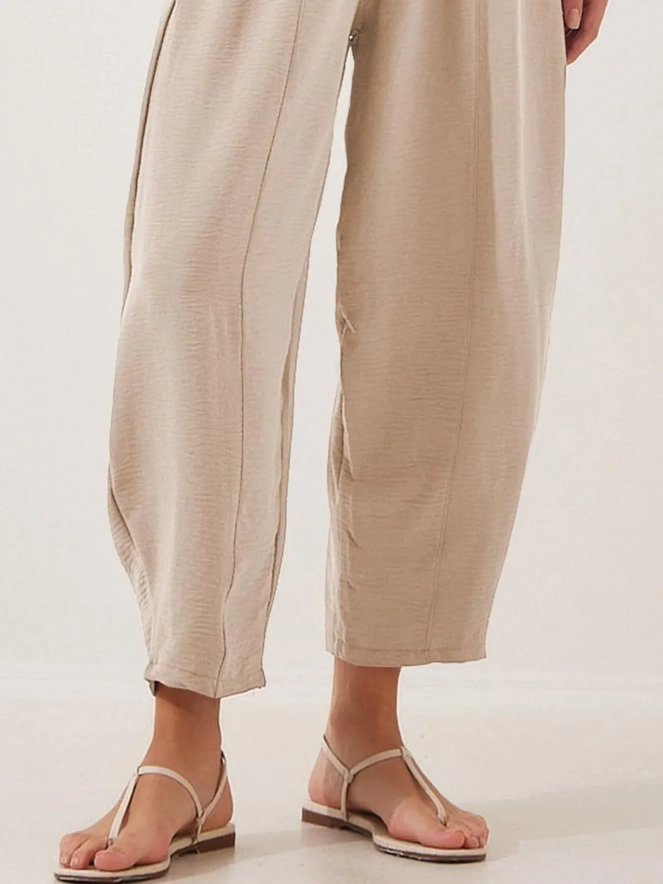 Full Size Drawstring Wide Leg Cropped Pants Plus Size - Image 9