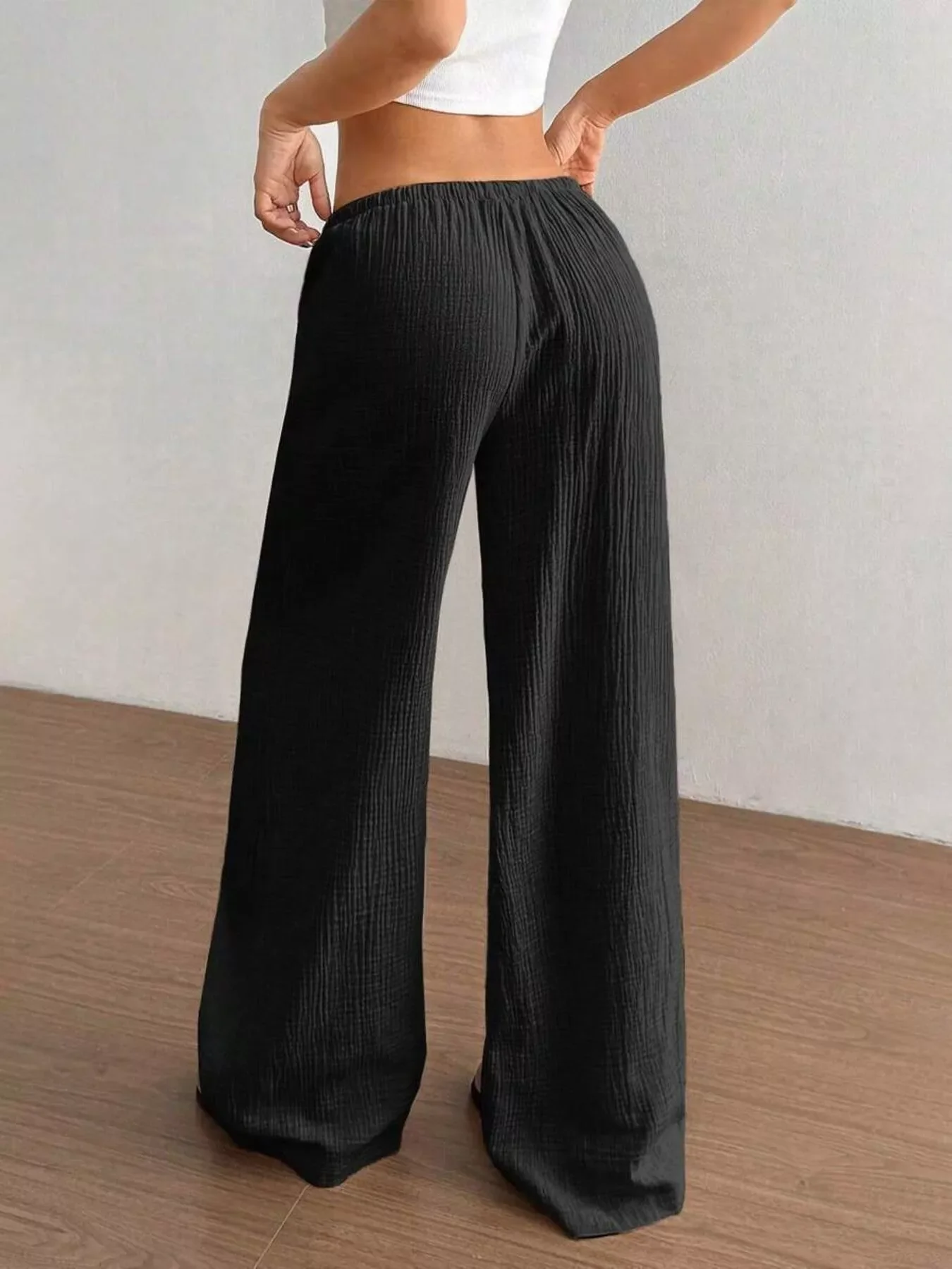 Full Size Drawstring Wide Leg Pants Plus Size - Image 12