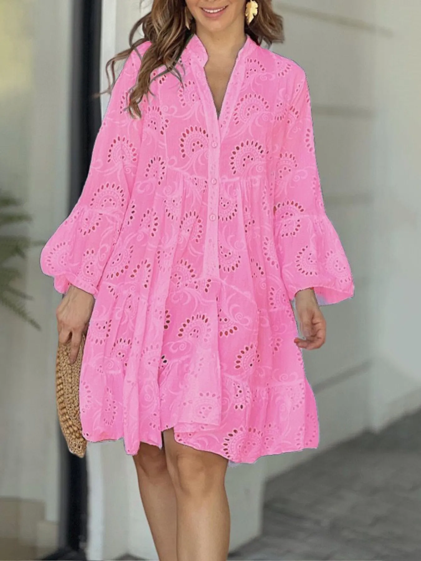 Full Size Eyelet Ruffled Hem Tiered Dress Plus Size - Image 19