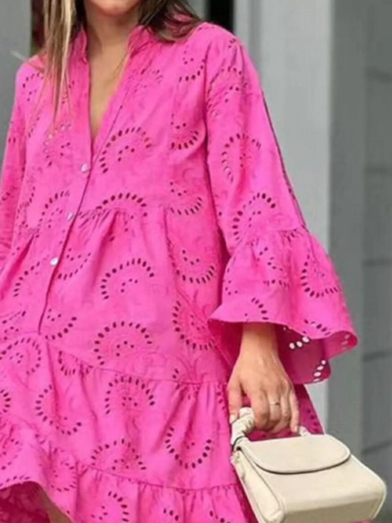Full Size Eyelet Ruffled Hem Tiered Dress Plus Size - Image 2