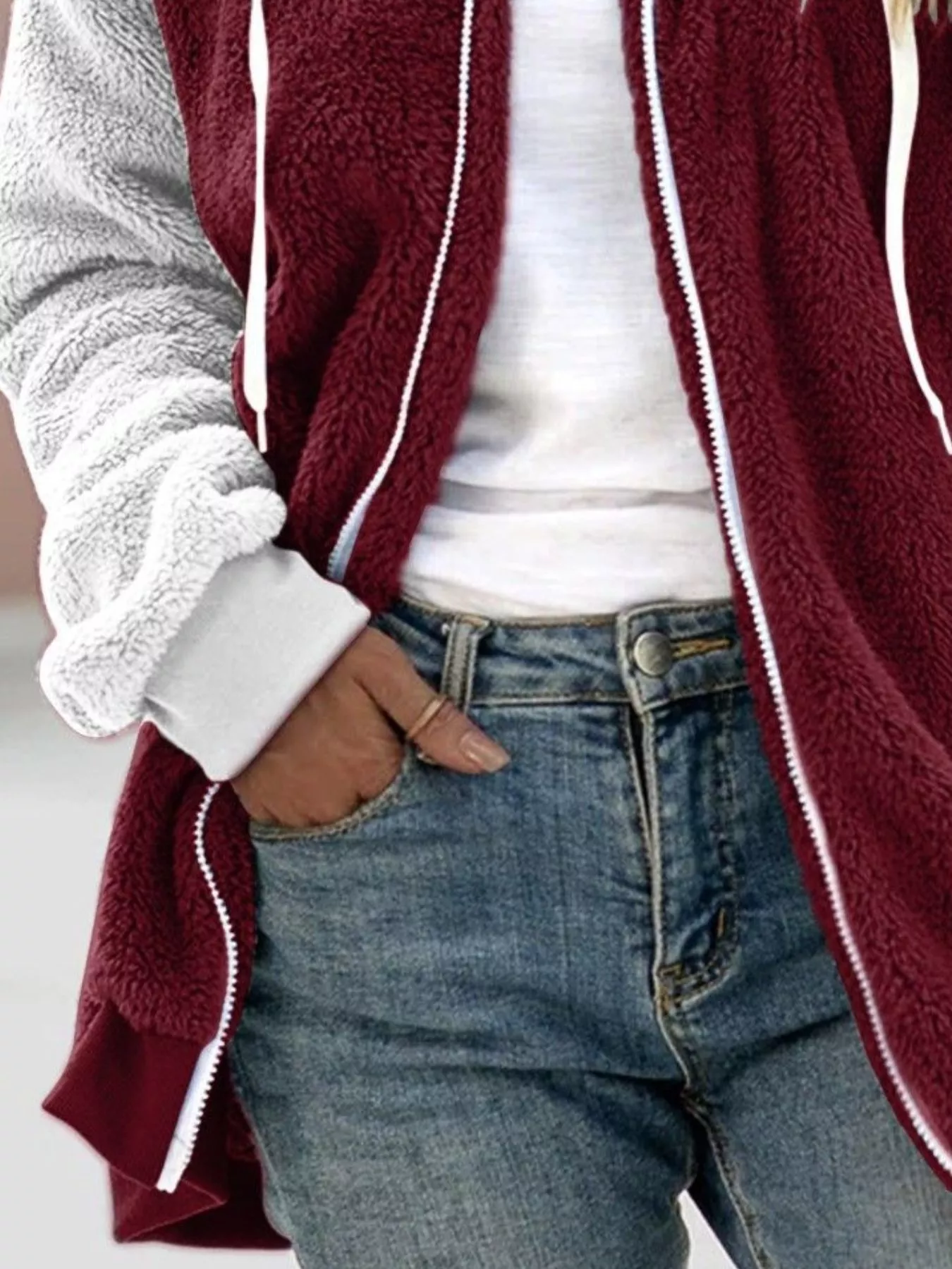 Full Size Fleece Zip-Up Hooded Outerwear Plus Size - Image 12