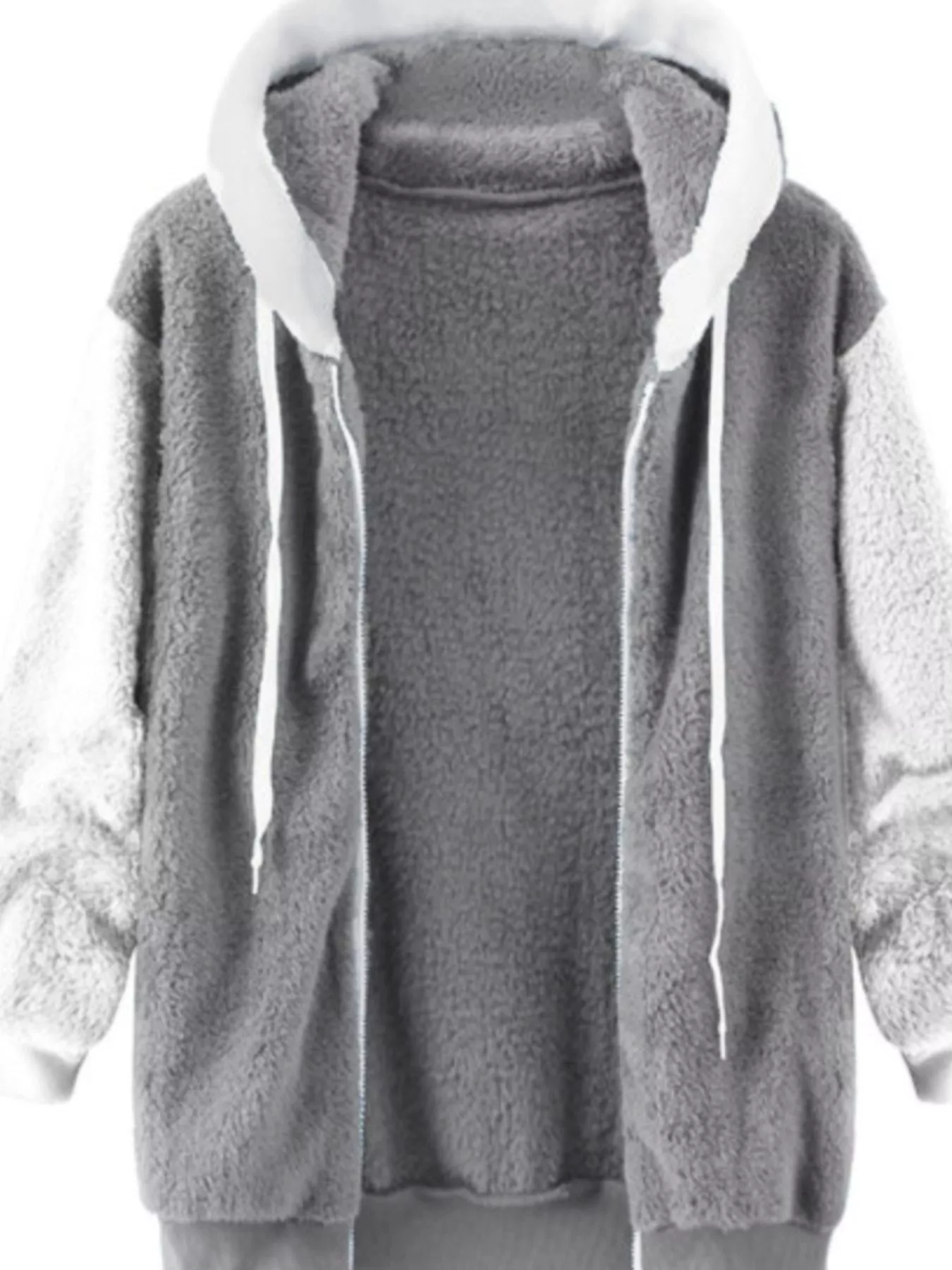Full Size Fleece Zip-Up Hooded Outerwear Plus Size - Image 9