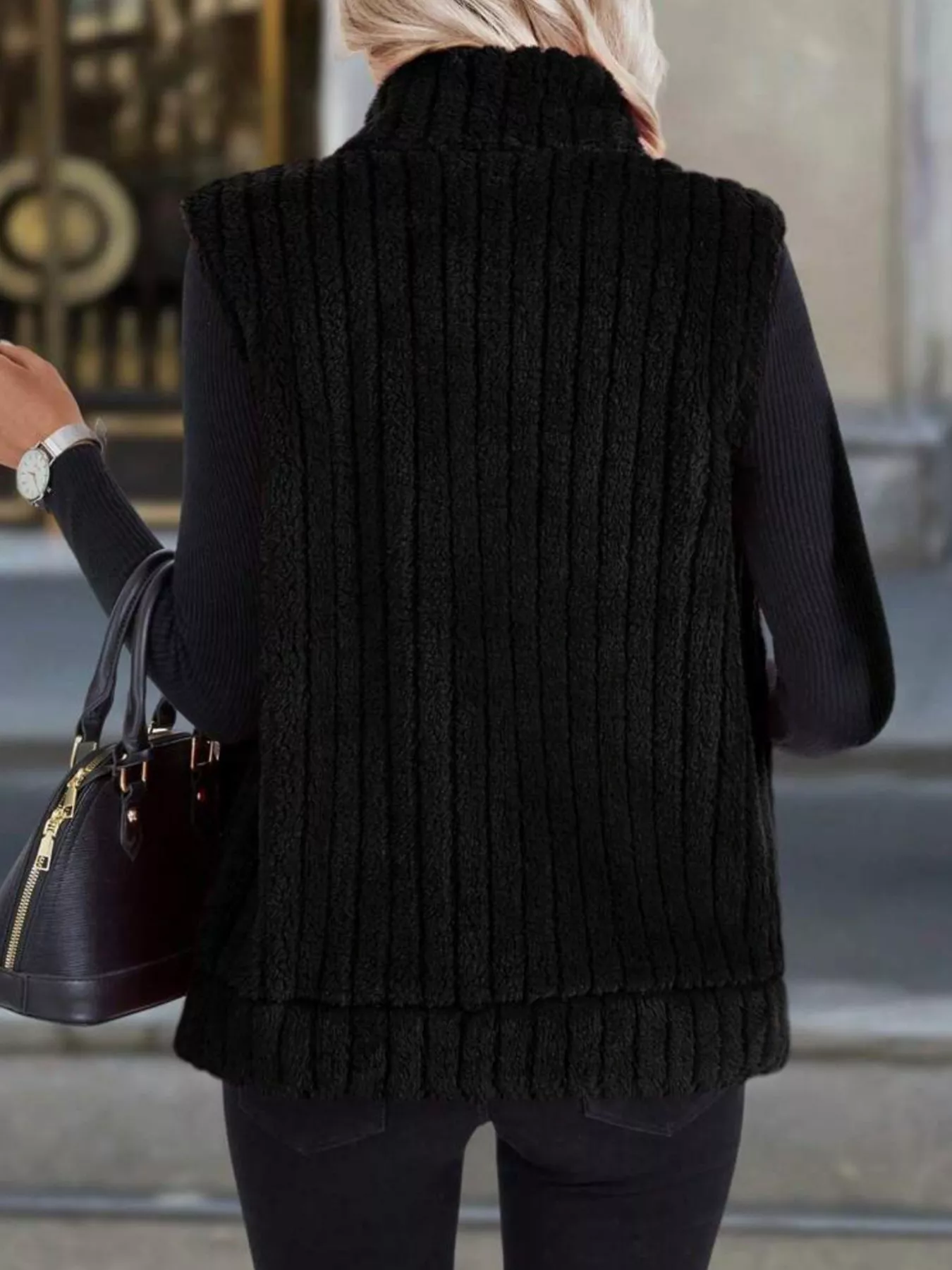 Full Size Fleece Zip-Up Vest Coat Plus Size - Image 2