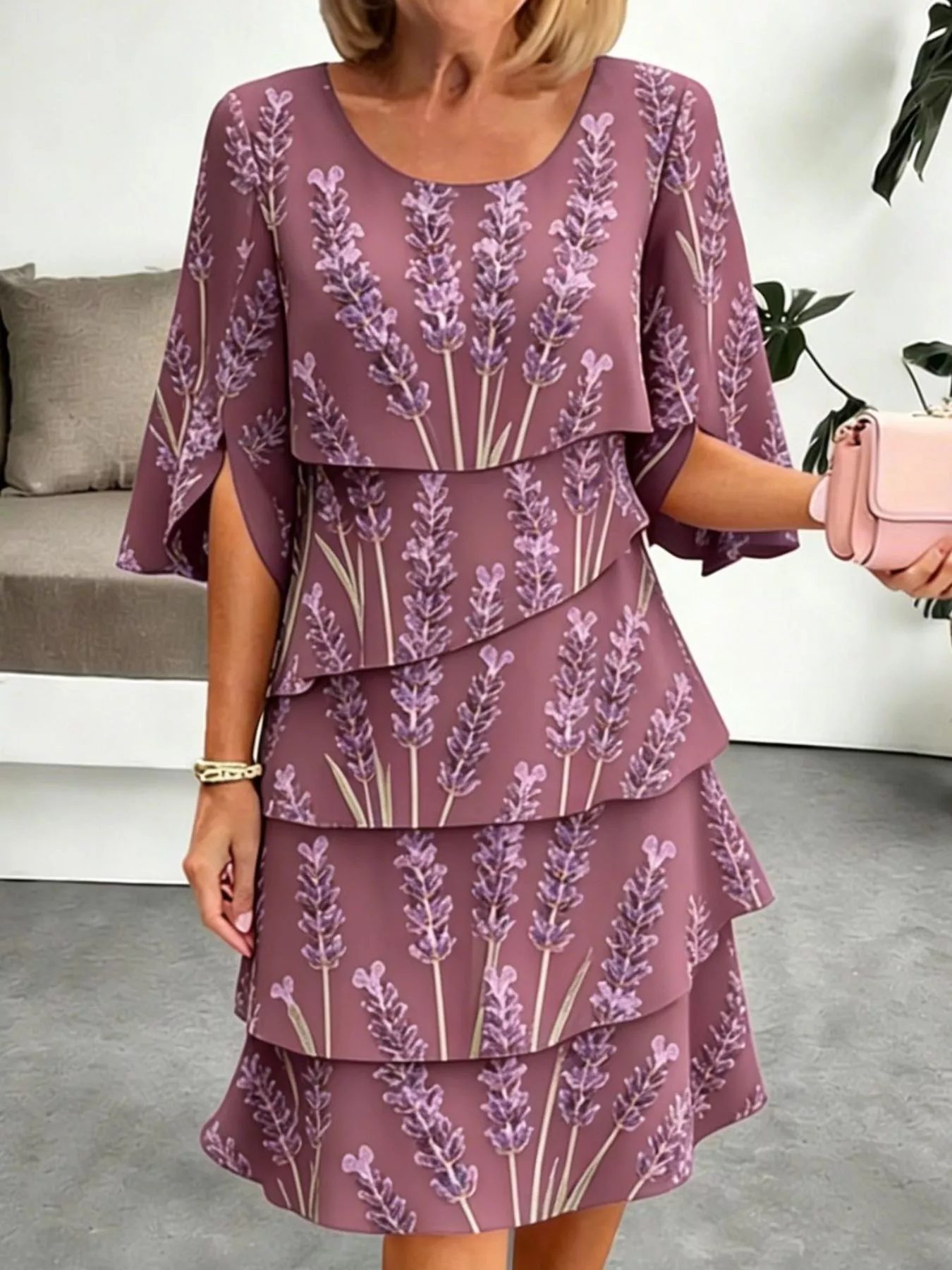 Full Size Floral Print Ruffle Hem Dress Plus Size - Image 11