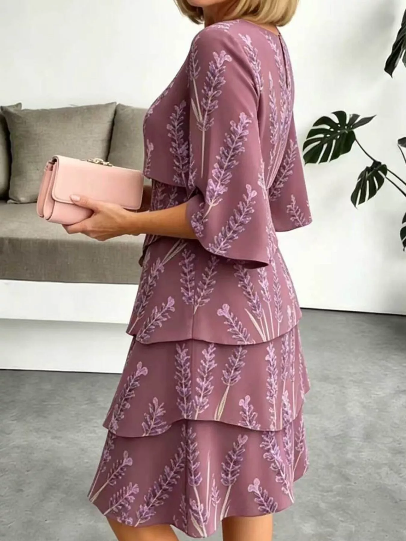 Full Size Floral Print Ruffle Hem Dress Plus Size - Image 12
