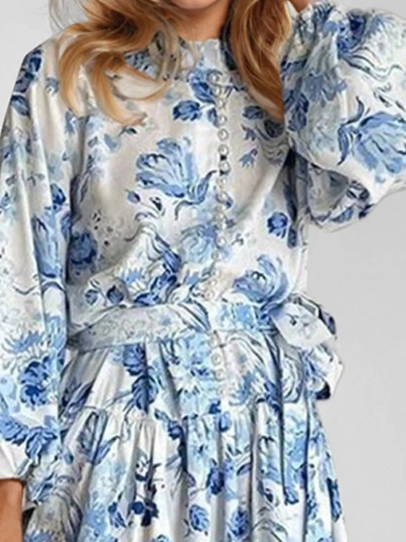 Full Size Floral Print Tie Waist Mini Dress Plus Size - Image 14