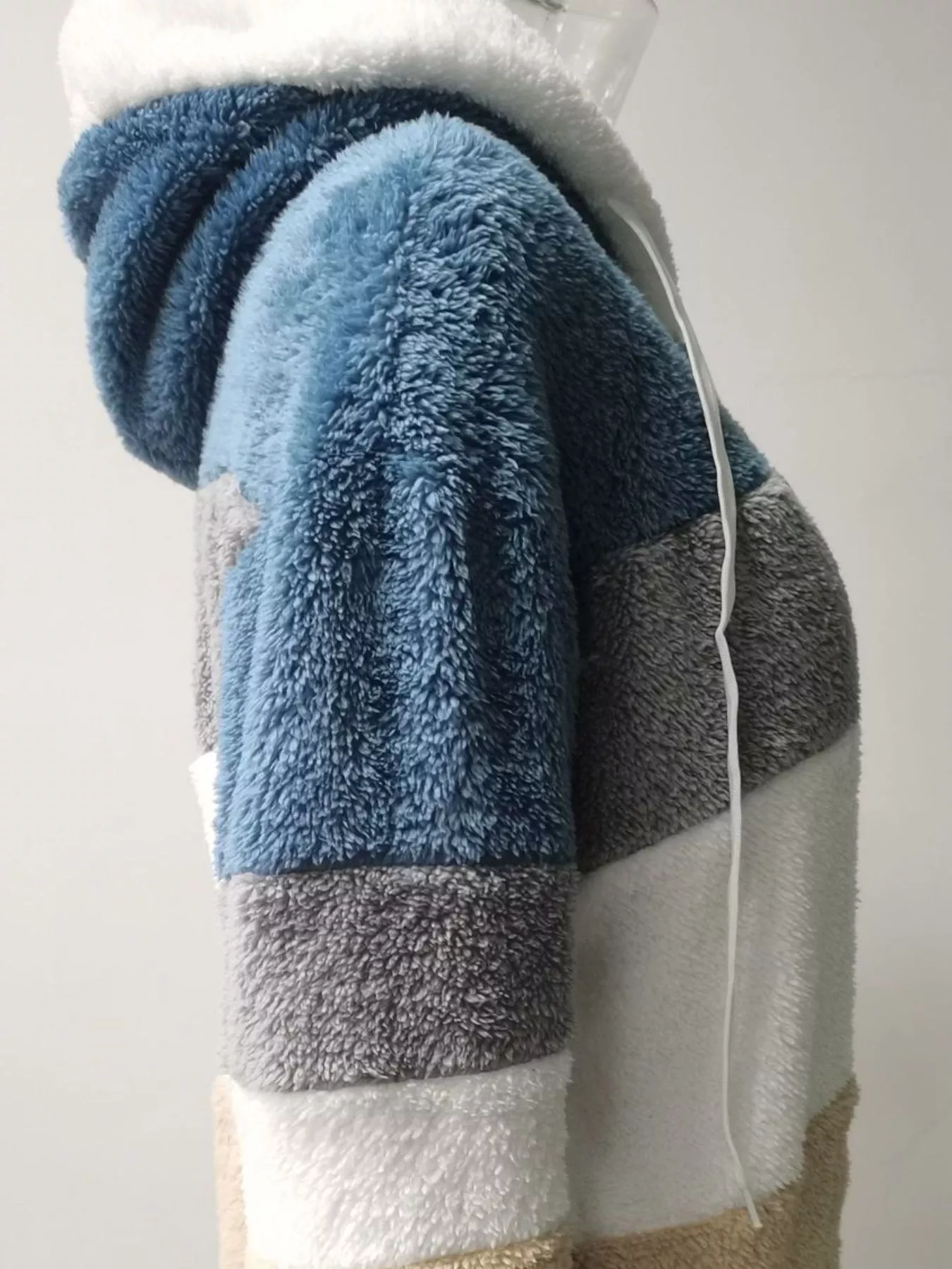 Full Size Fuzzy Zip Up Hooded Outerwear Plus Size - Image 4