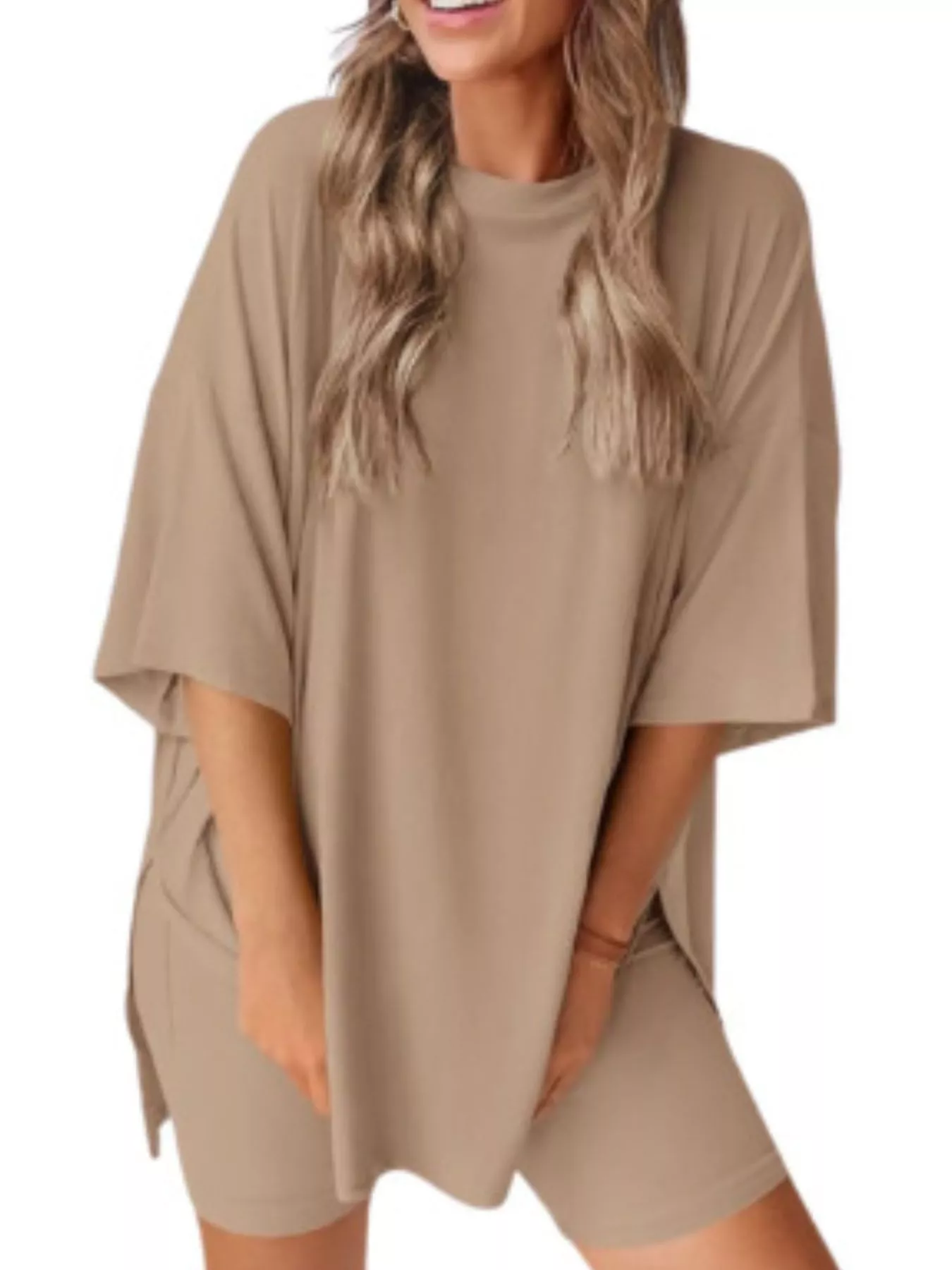 Full Size Half Sleeve T-Shirt and Shorts Set Plus Size - Image 7