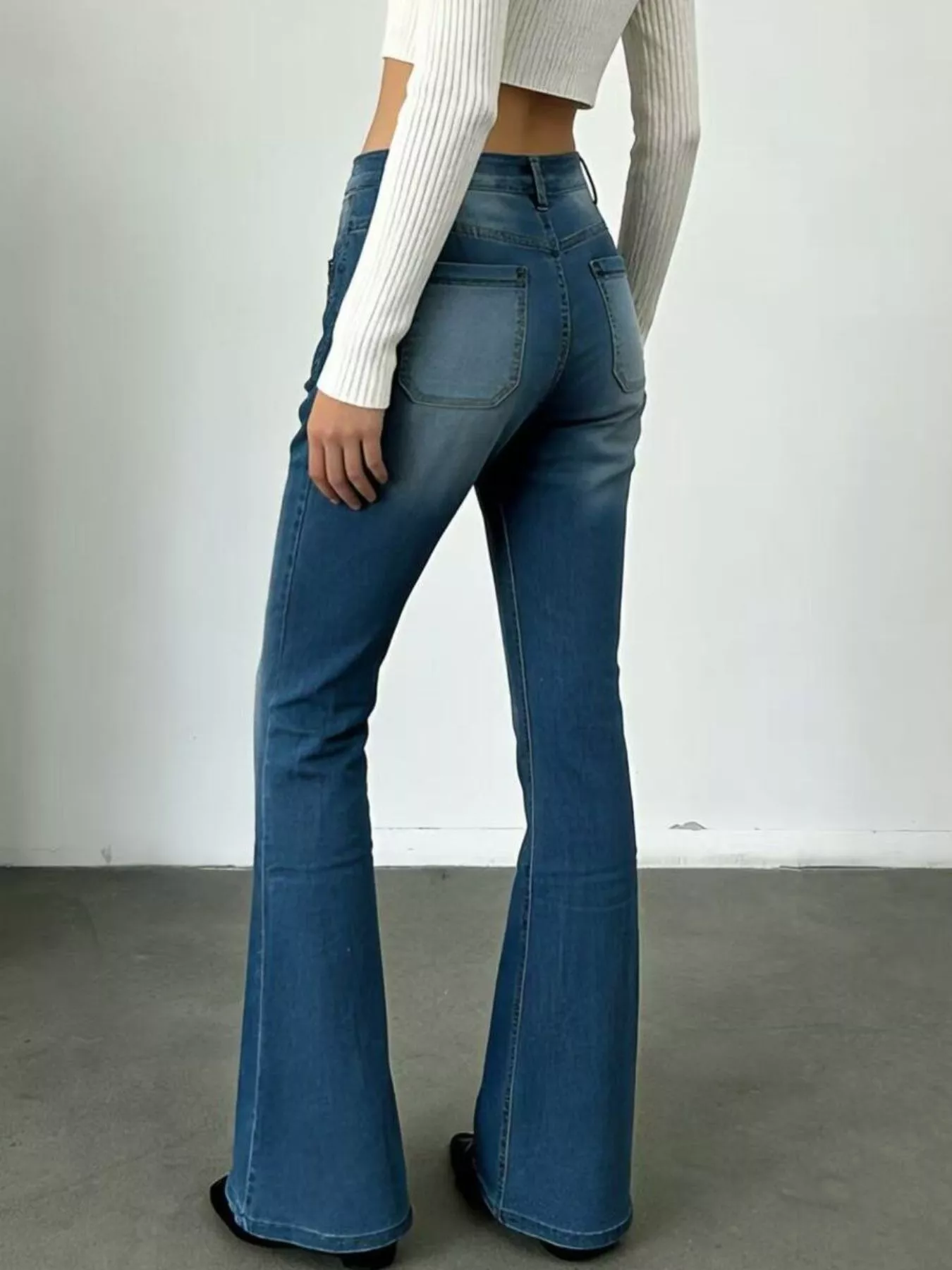 Full Size High-Waisted Button-Fly Flare Jeans Plus Size - Image 9