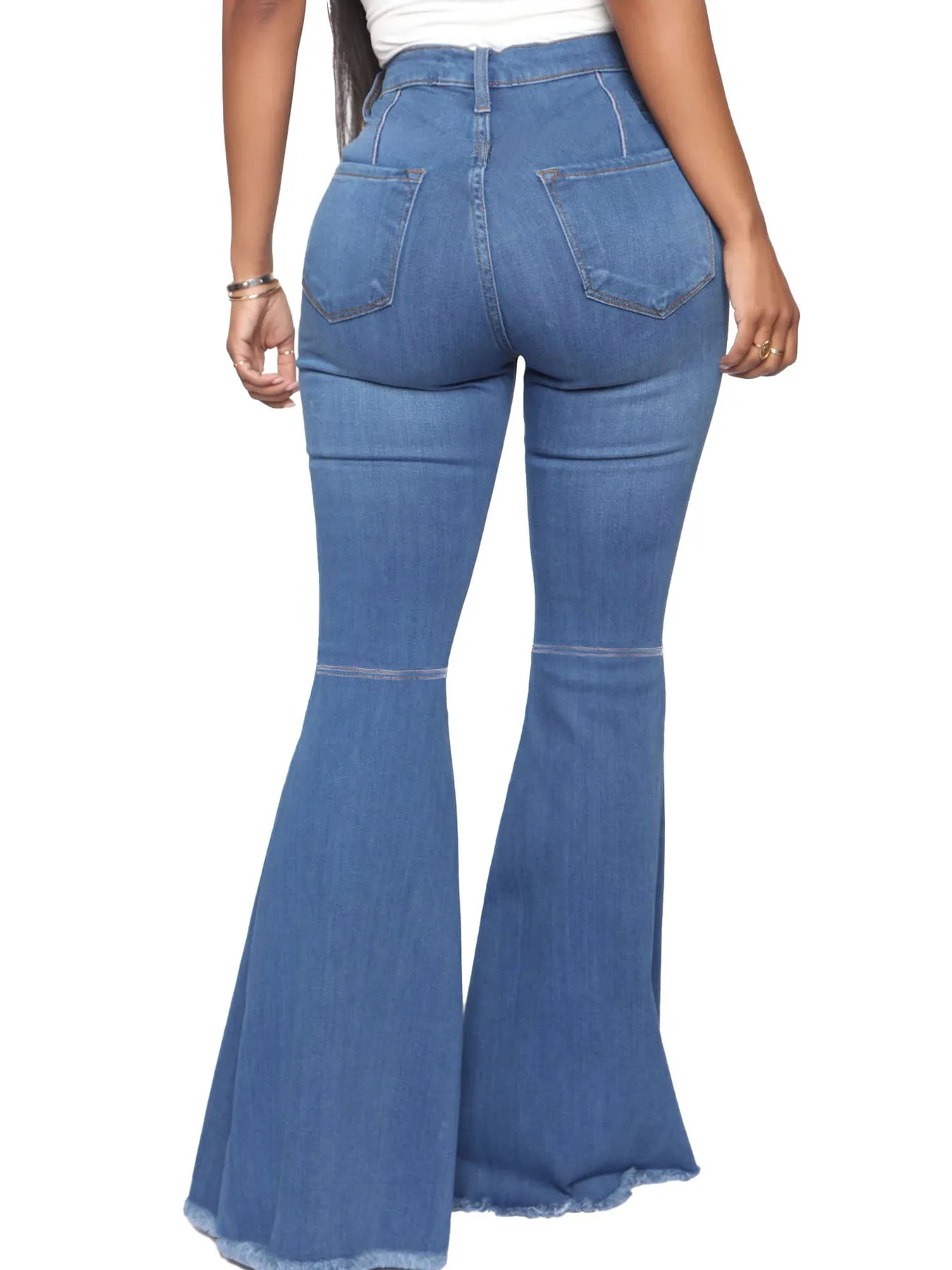 Full Size High-Waisted Raw Hem Flare Jeans Plus Size - Image 5