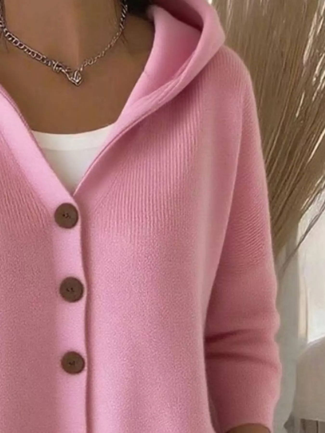 Full Size Hooded Button-Down Knit Cardigan Plus Size - Image 2