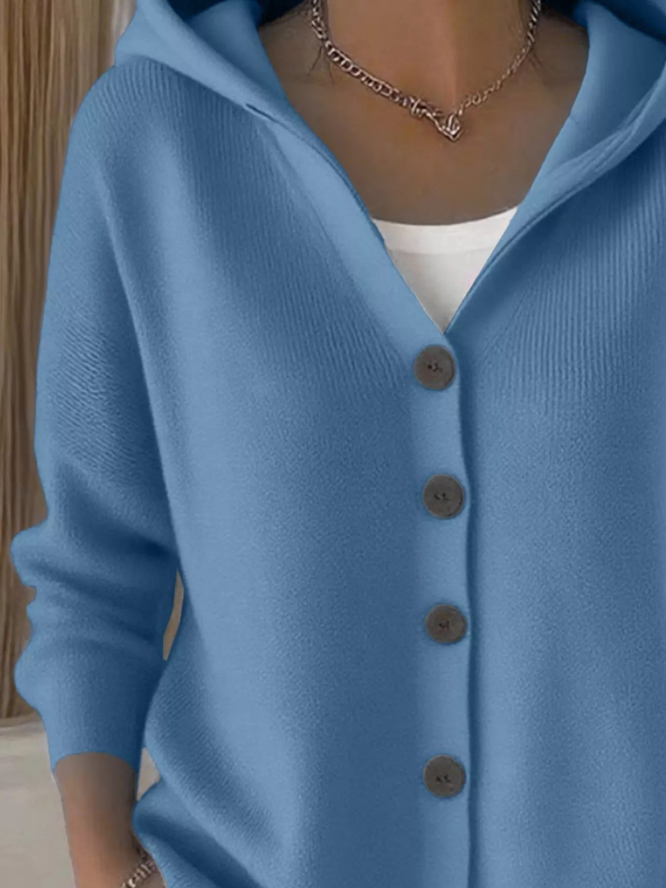 Full Size Hooded Button-Down Knit Cardigan Plus Size - Image 35