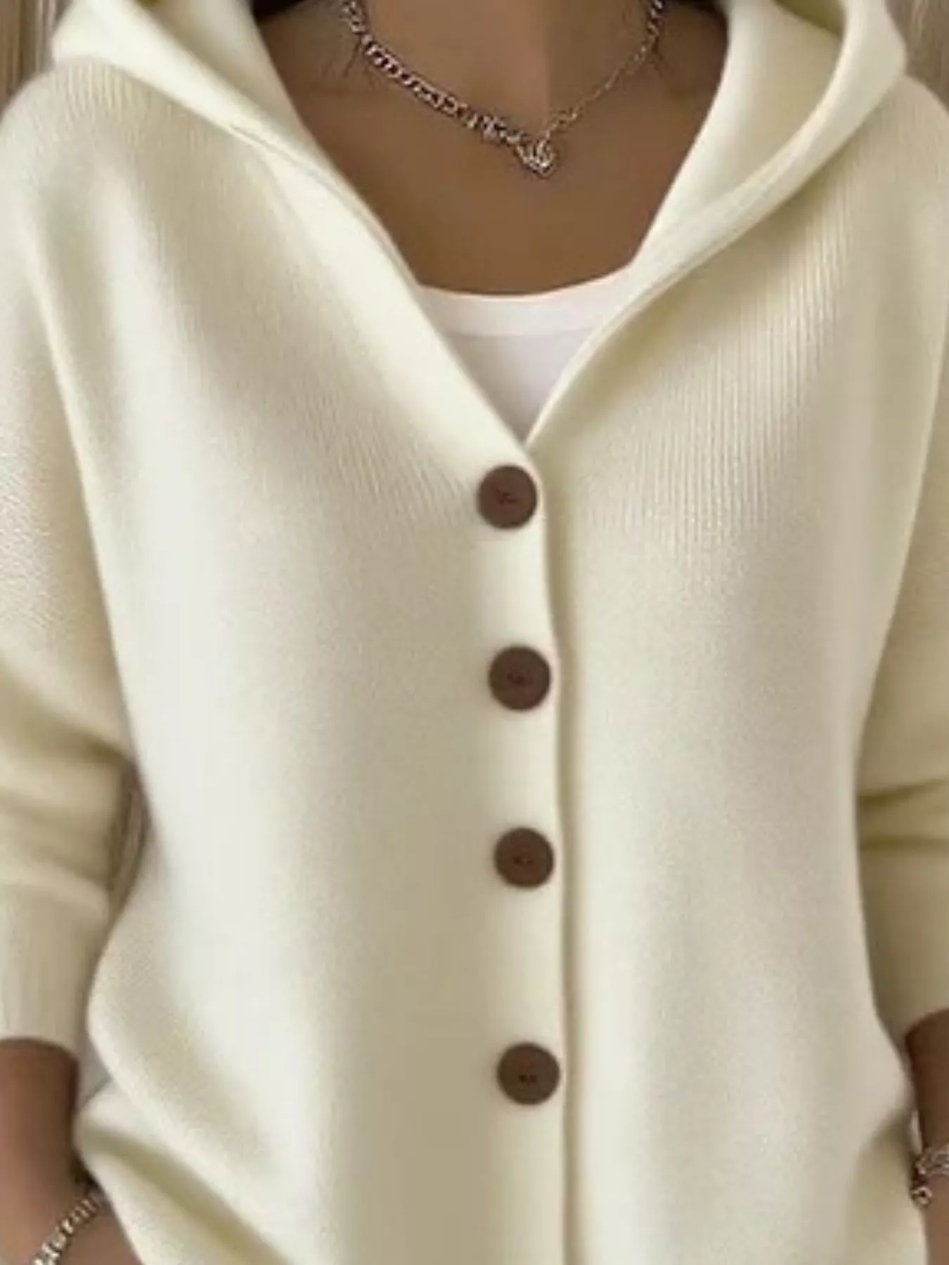Full Size Hooded Button-Front Soft Knit Cardigan Plus Size - Image 11