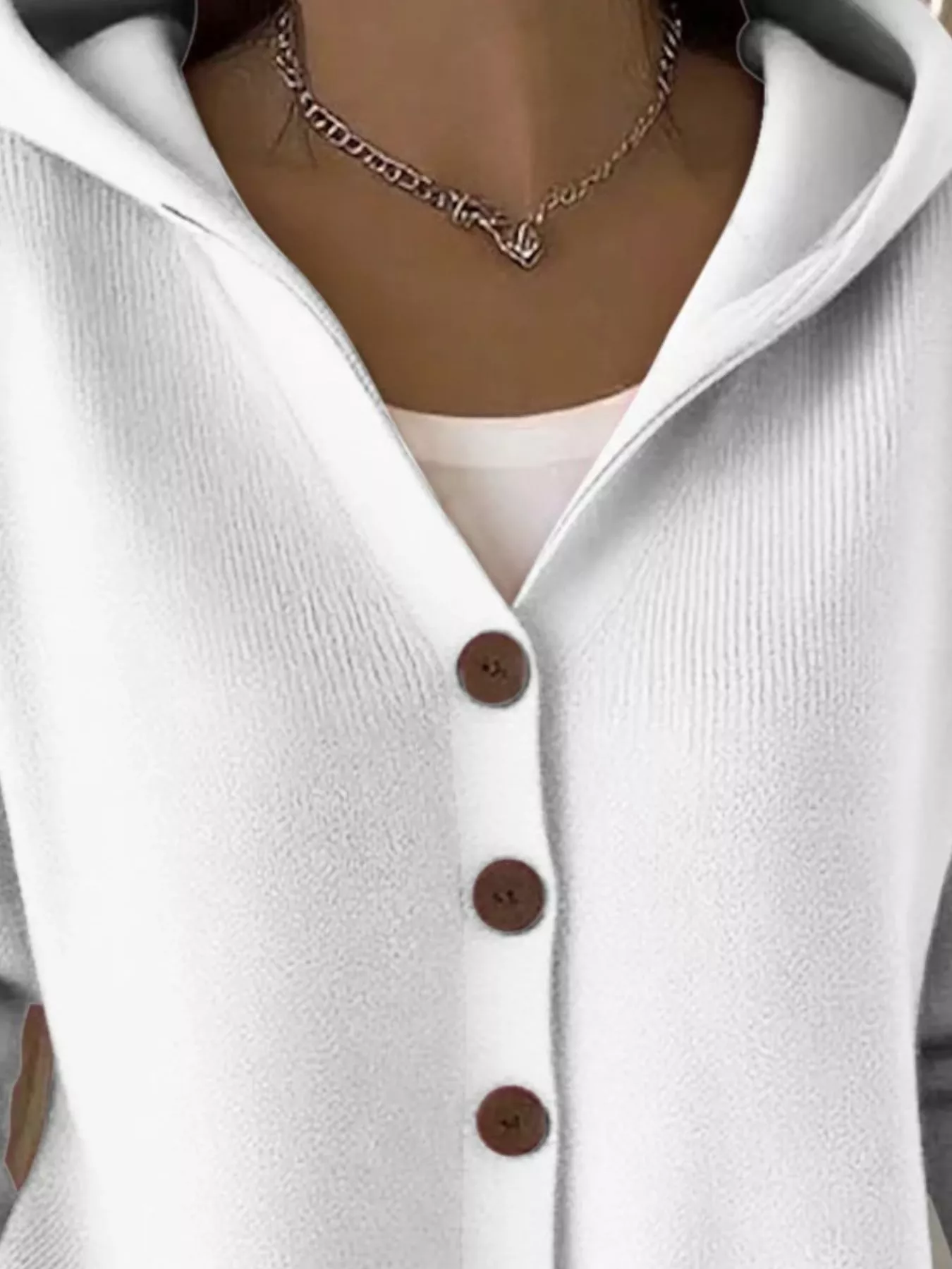 Full Size Hooded Button-Front Soft Knit Cardigan Plus Size - Image 17