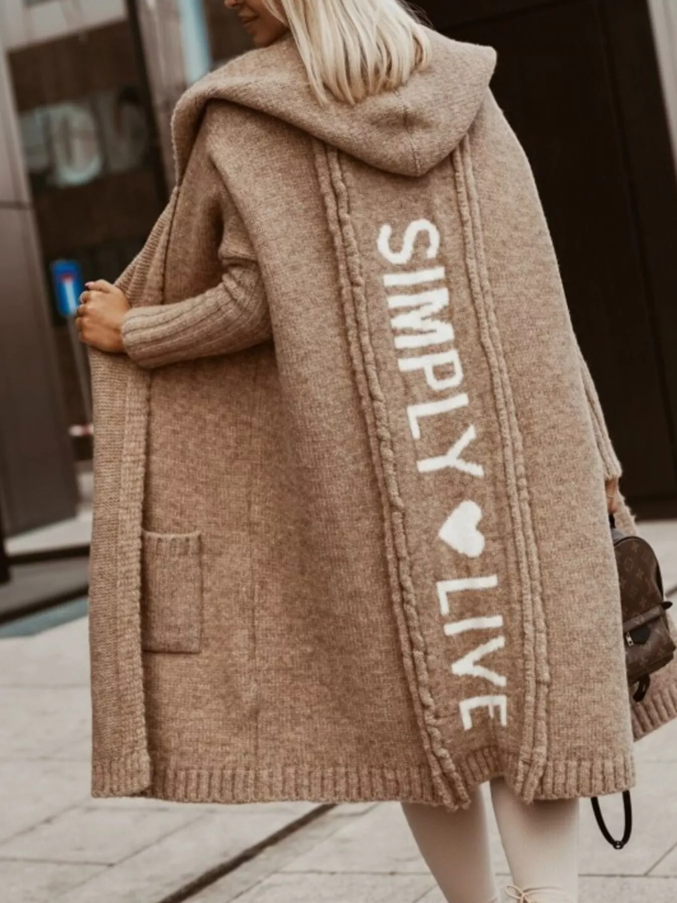 Full Size Hooded Knit Open Front Cardigan Plus Size - Image 4