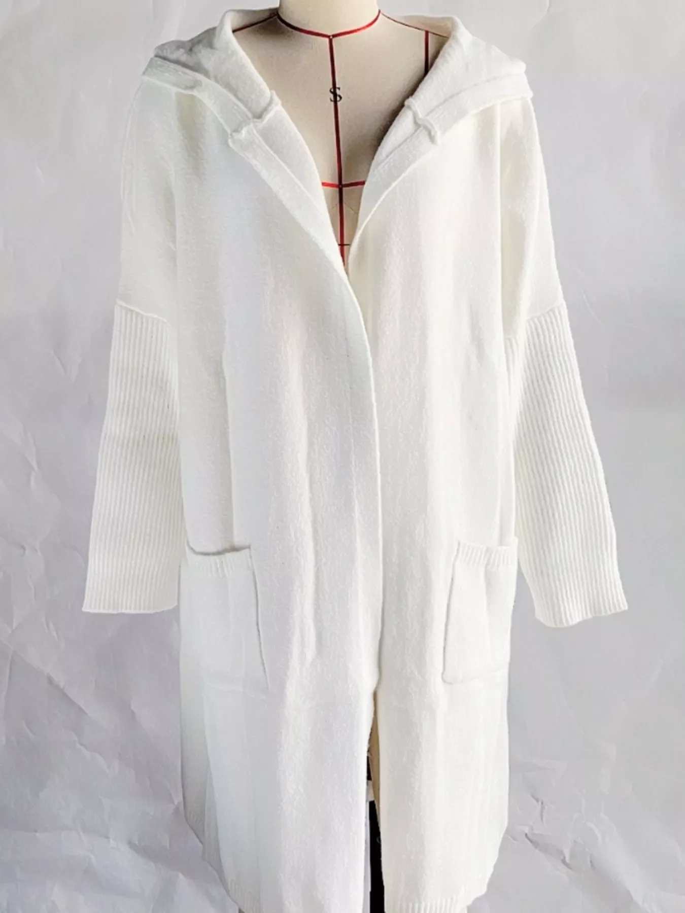 Full Size Hooded Knit Open Front Cardigan Plus Size - Image 8