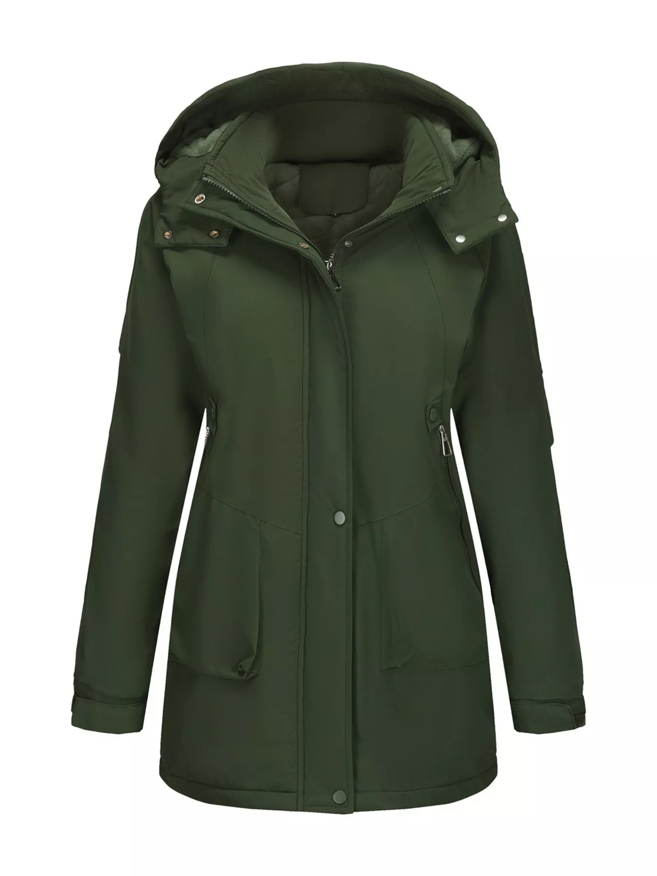 Full Size Hooded Mid-Length Windproof Outerwear Plus Size - Image 22