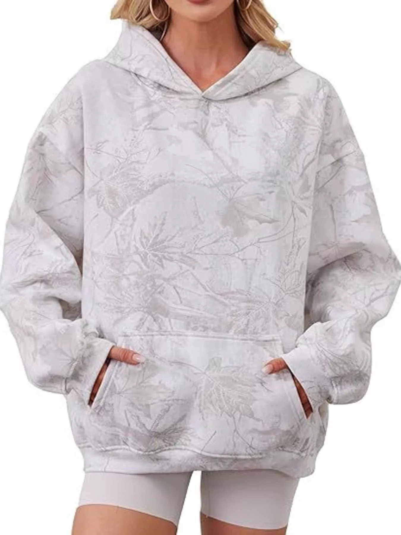 Full Size Kangaroo Pocket Long Sleeve Hoodie Plus Size - Image 5