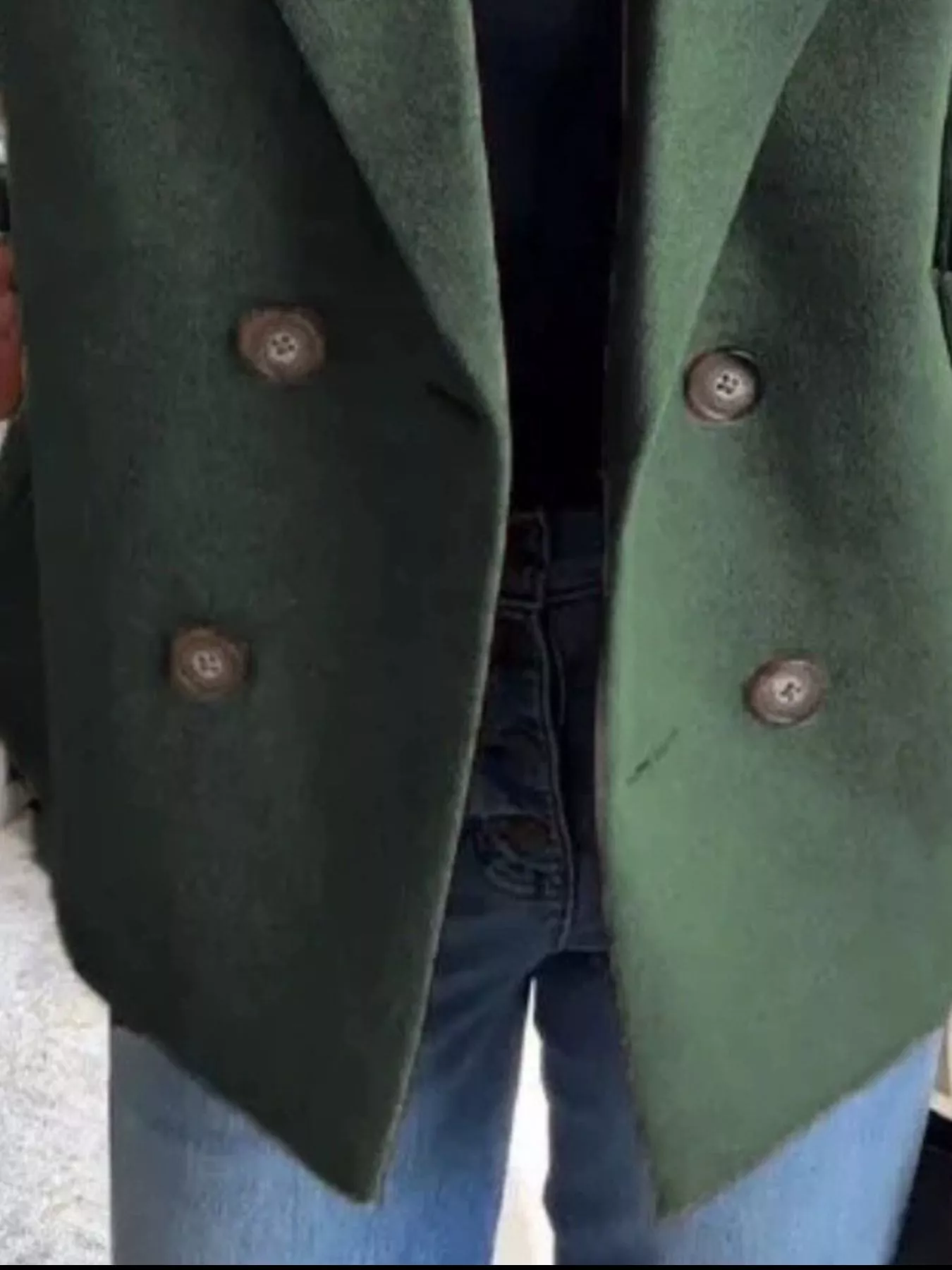 Full Size Knitted Sleeve Wool Blend Double-Breasted Blazer Plus Size - Image 20