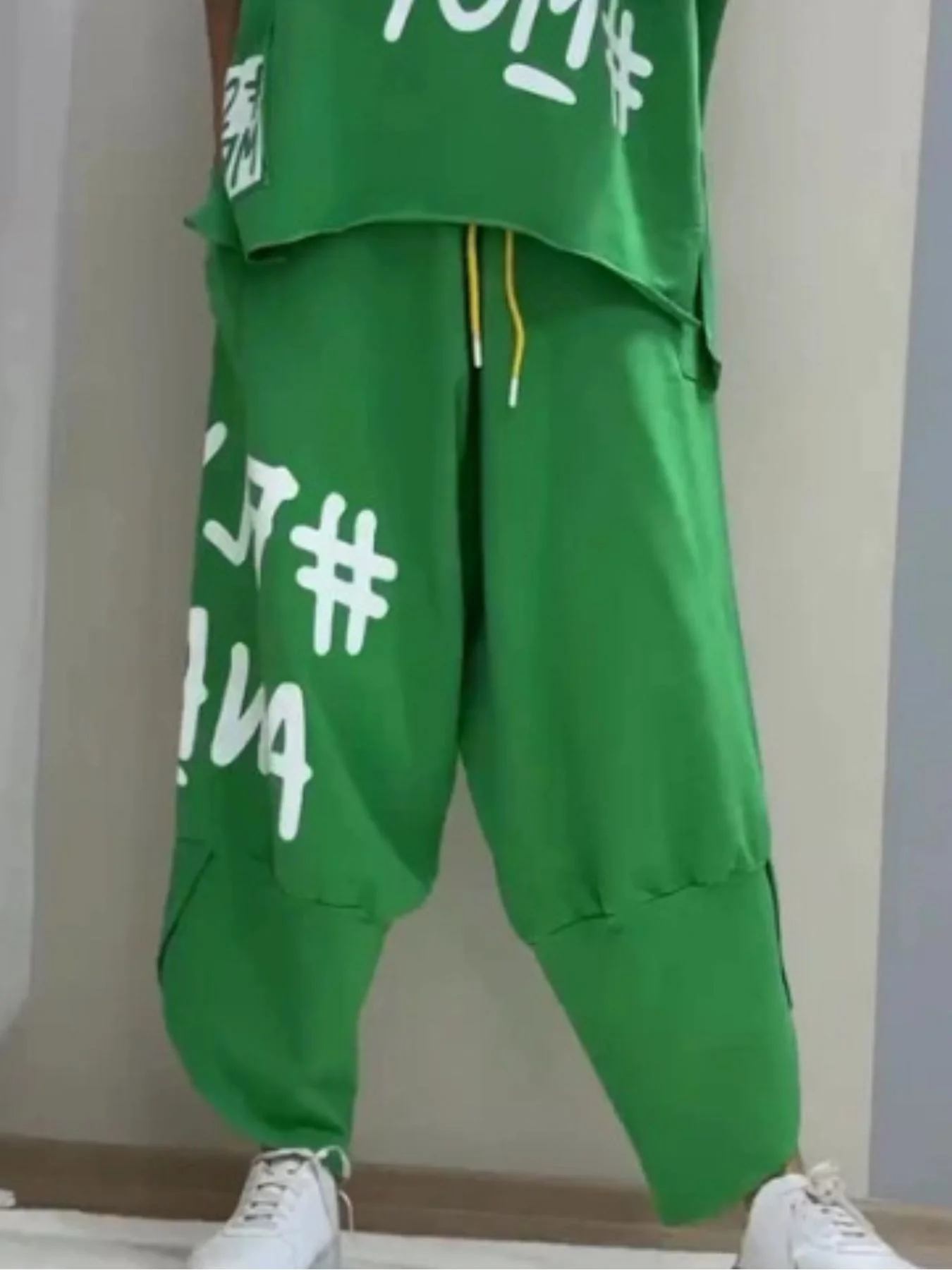 Full Size Letter Round Neck Tee and Drawstring Pants Set Plus Size - Image 3
