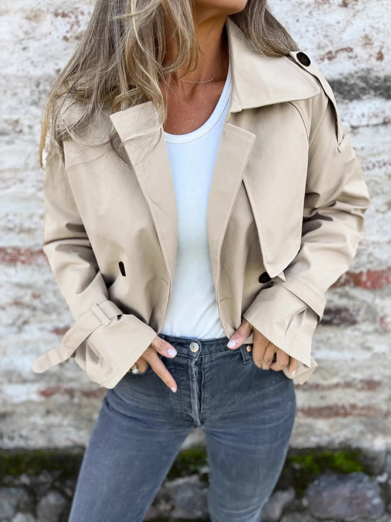 Full Size Long Sleeve Button Up Trench Coat Plus Size