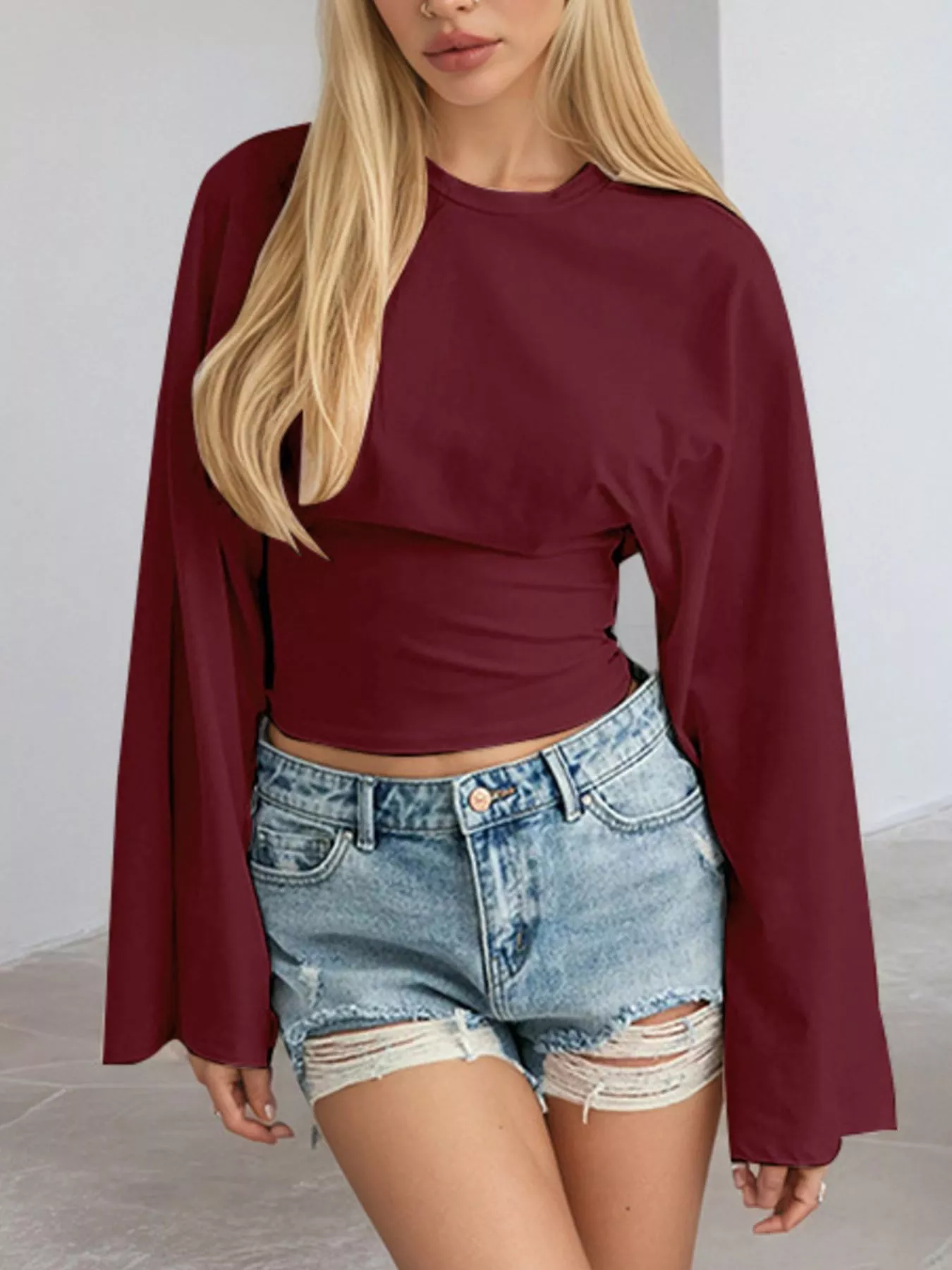 Full Size Long Sleeve Fitted T-Shirt Plus Size - Image 23