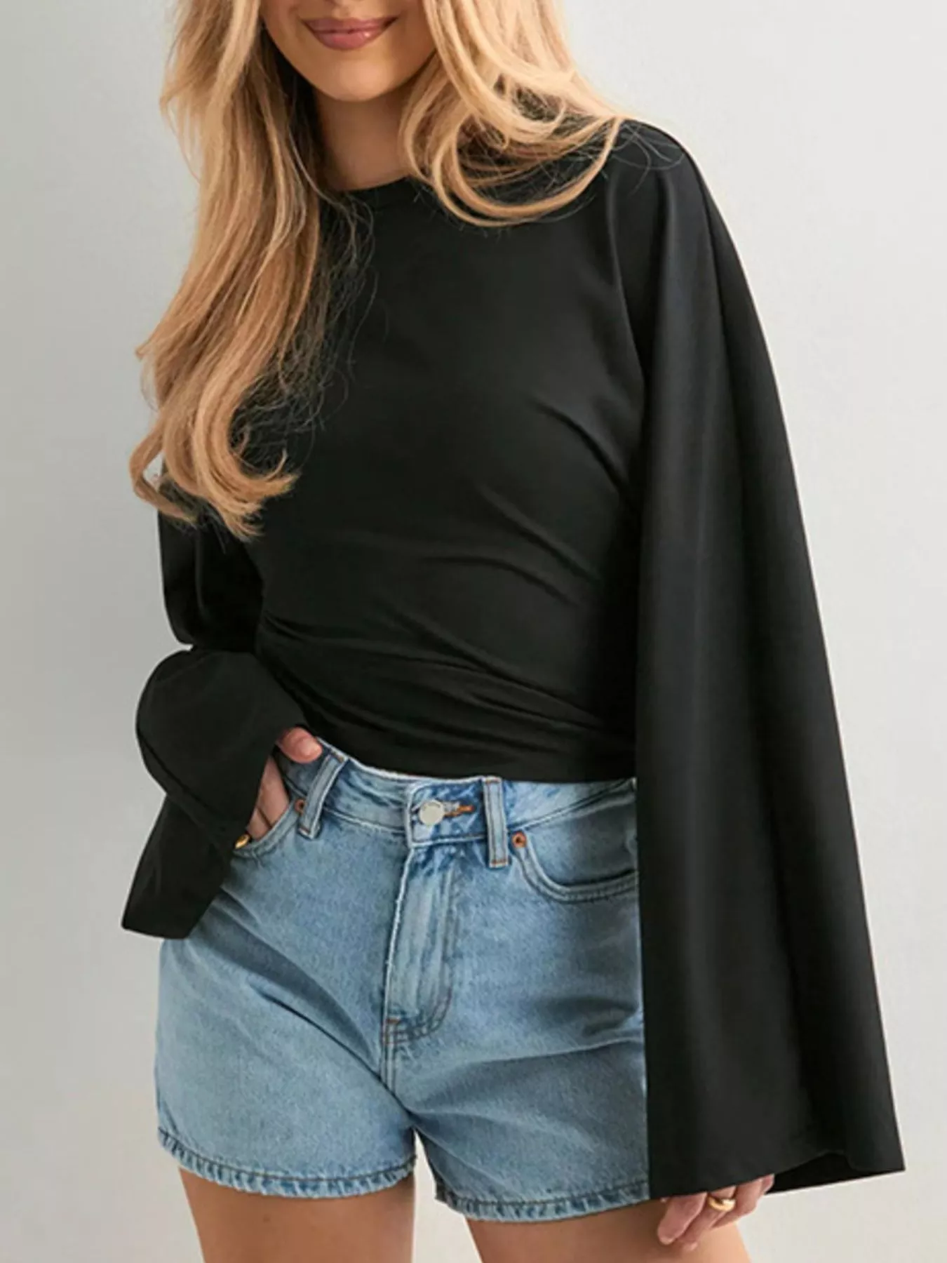 Full Size Long Sleeve Fitted T-Shirt Plus Size - Image 3