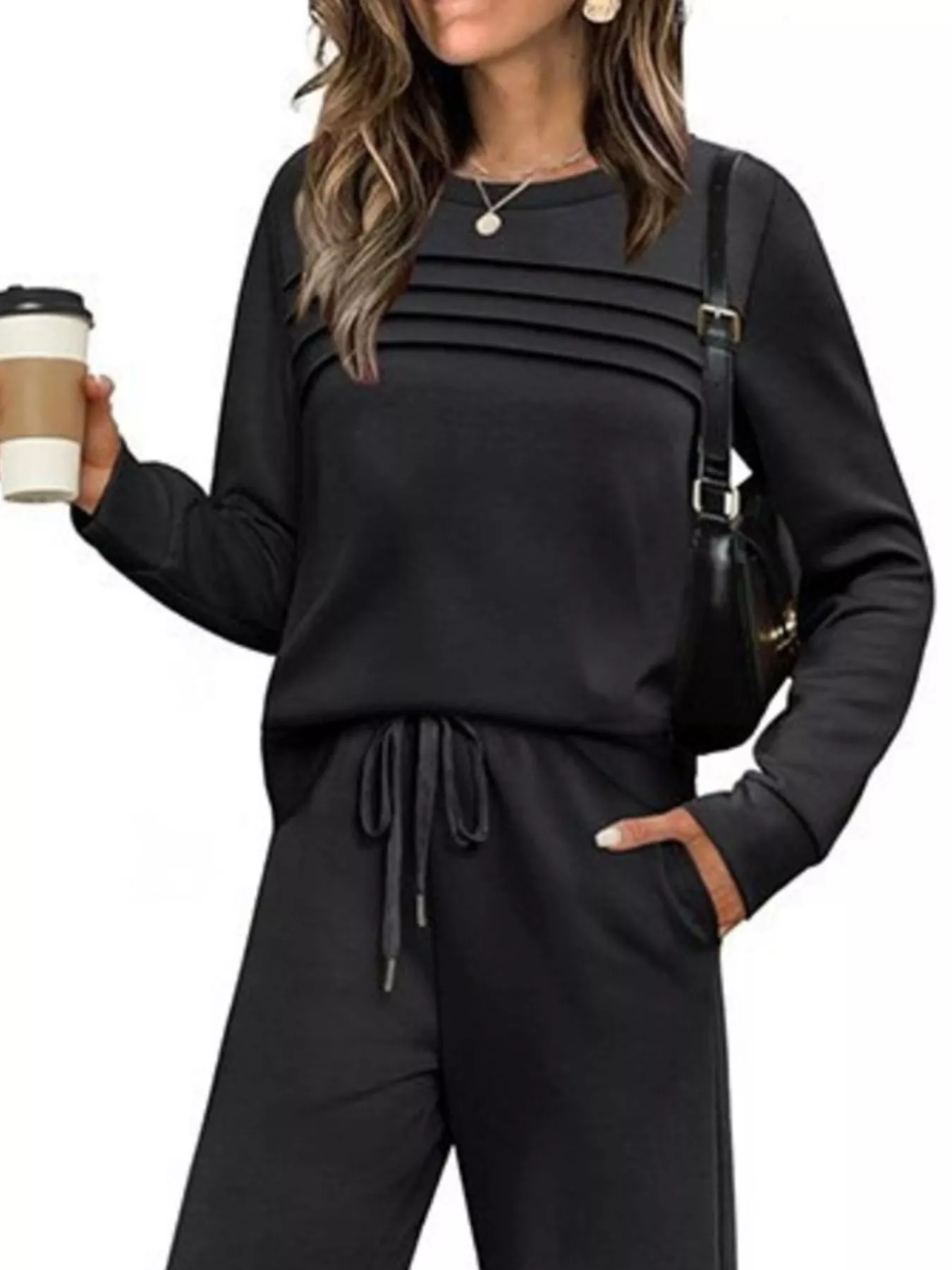 Full Size Long Sleeve Round Neck Top and Pants Set Plus Size - Image 11