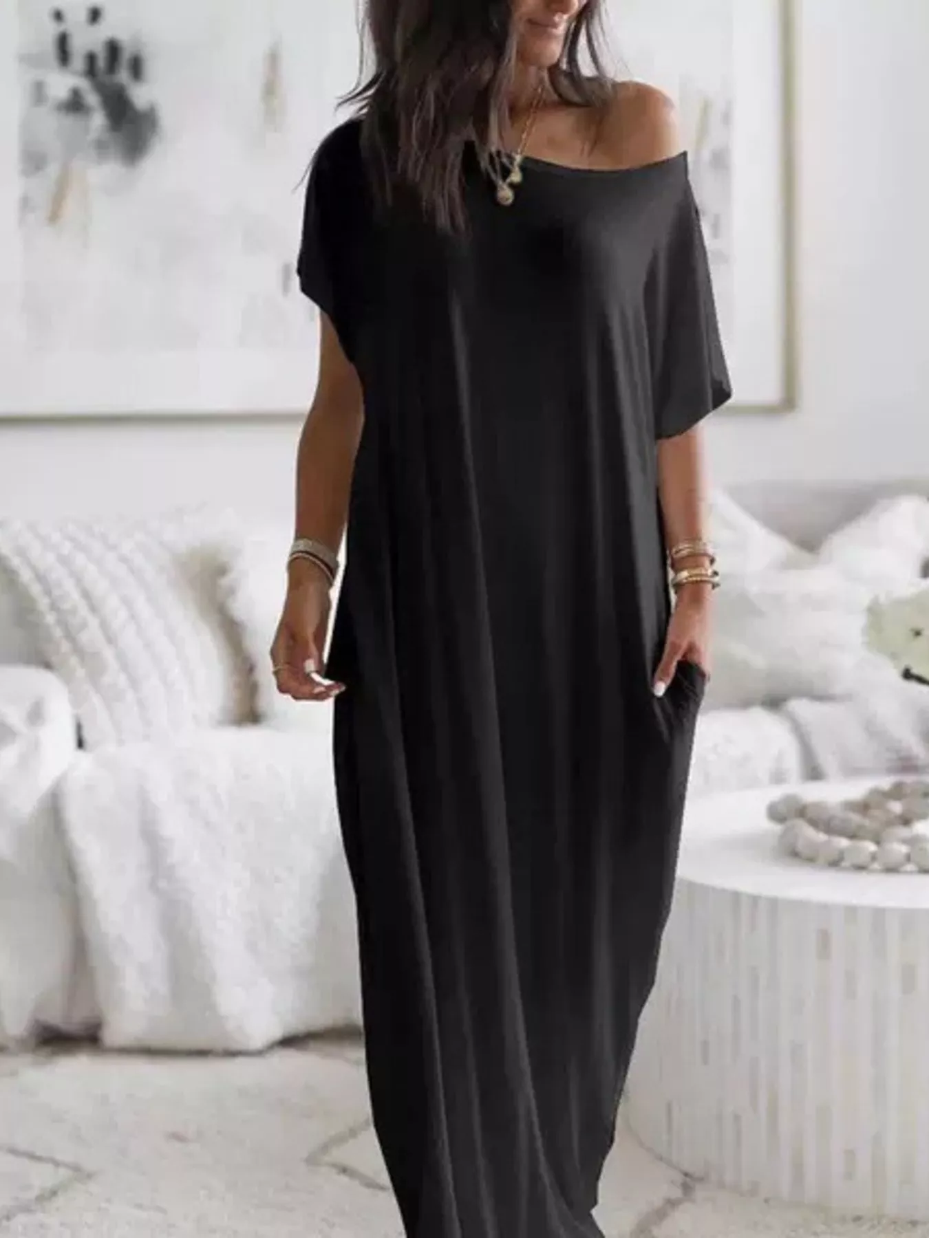 Full Size Loose Fit Maxi Dress with Pockets Plus Size - Image 4
