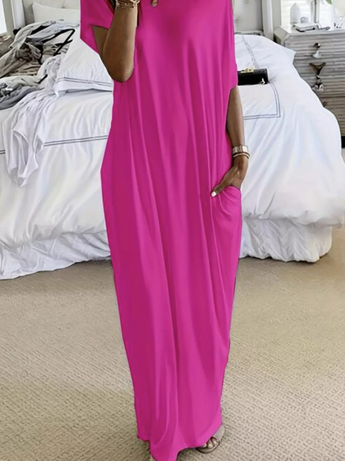 Full Size Loose Fit Maxi Dress with Pockets Plus Size - Image 7