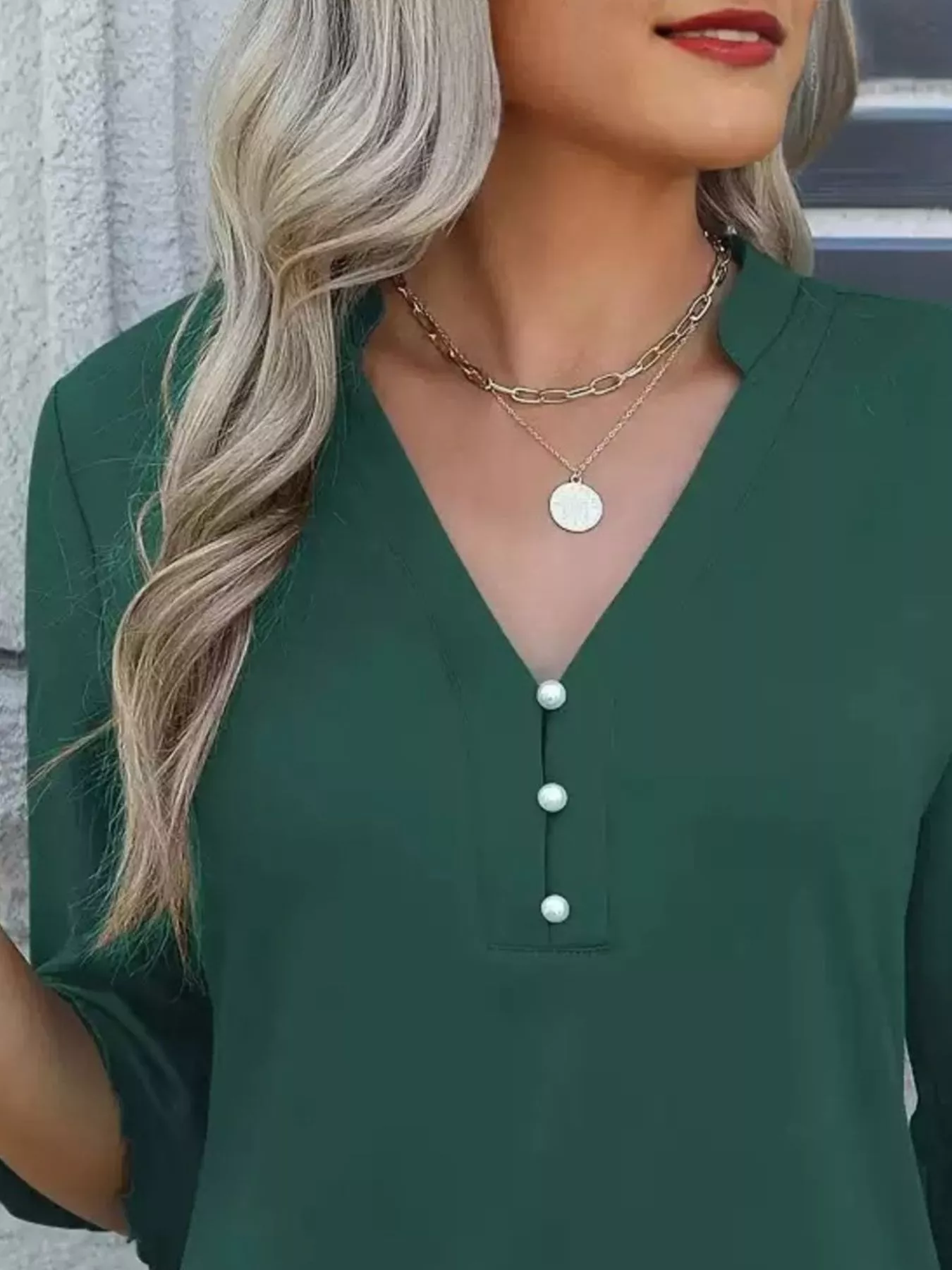 Full Size Notched Flounce Sleeve Blouse Plus Size - Image 15